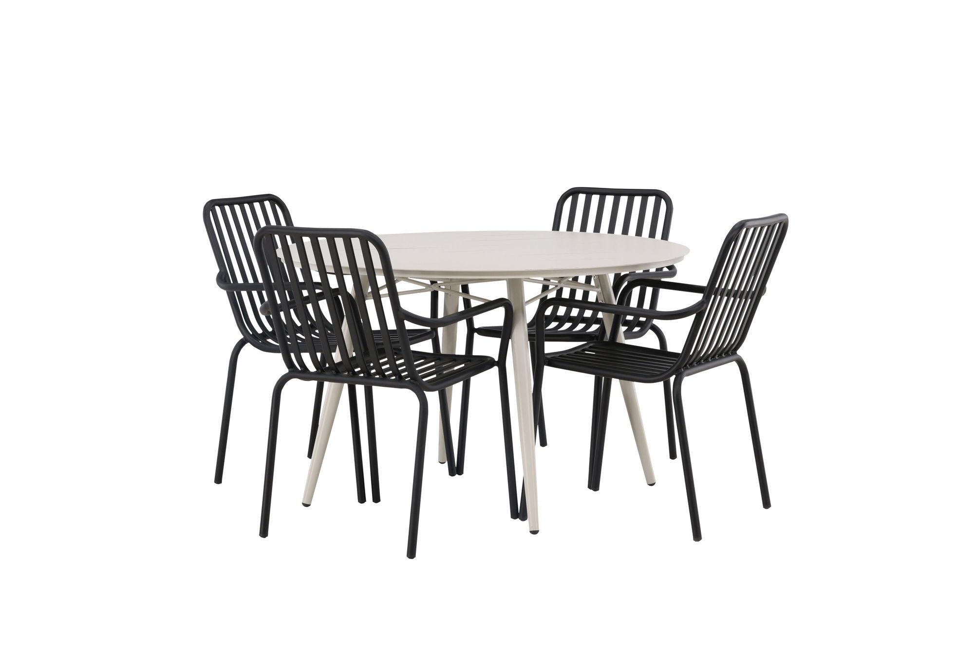 Venture Home Lina spisebord - Beige - rund 120 cm +Peking Diningchair Aluminium - Black / _4