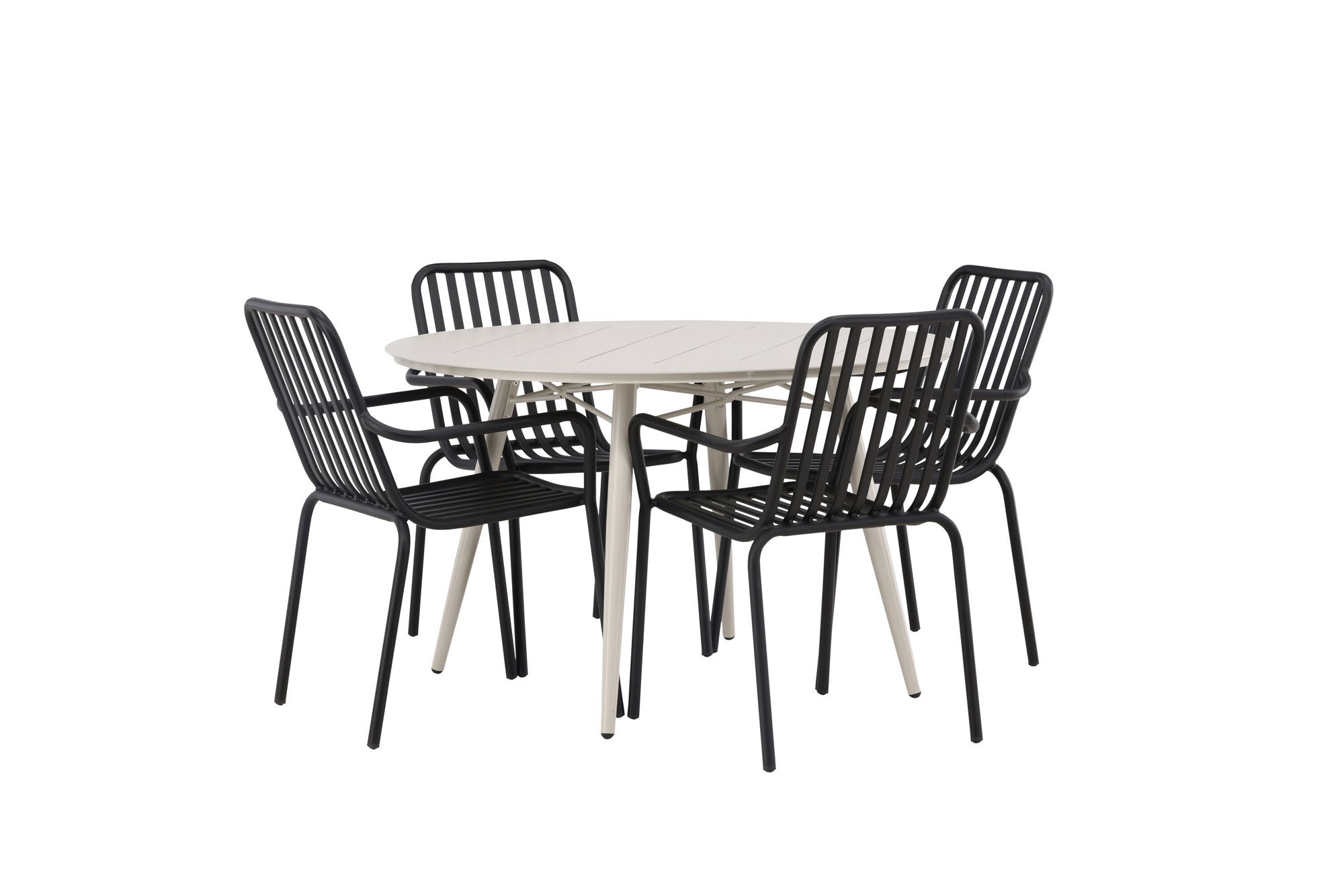 Venture Home Lina spisebord - Beige - rund 120 cm +Peking Diningchair Aluminium - Black / _4