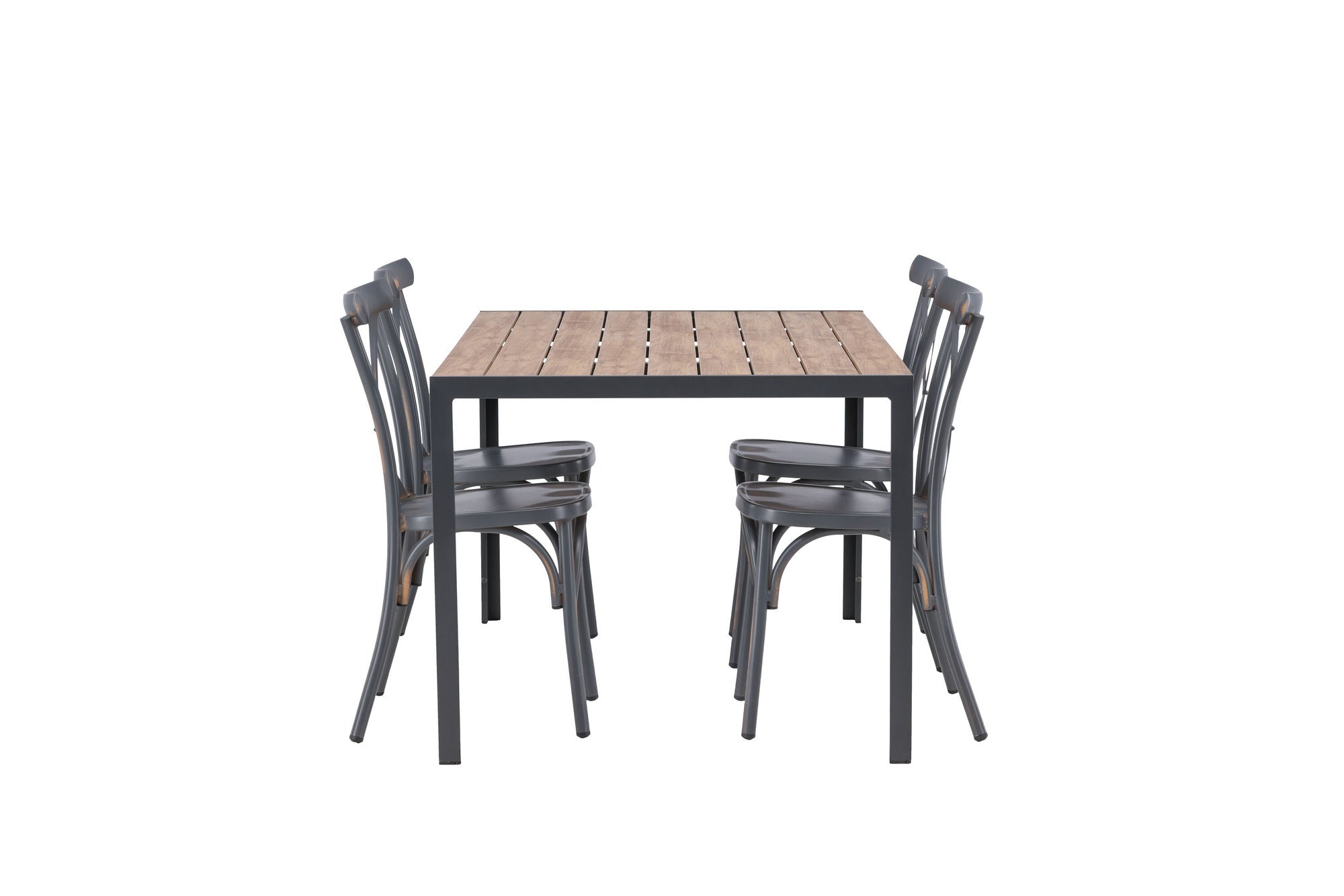 Venture Home Break Diningbord Alumnium - Black / Nature Rectangular 90*150* +Tablas Diningchair Aluminium - Black / _4