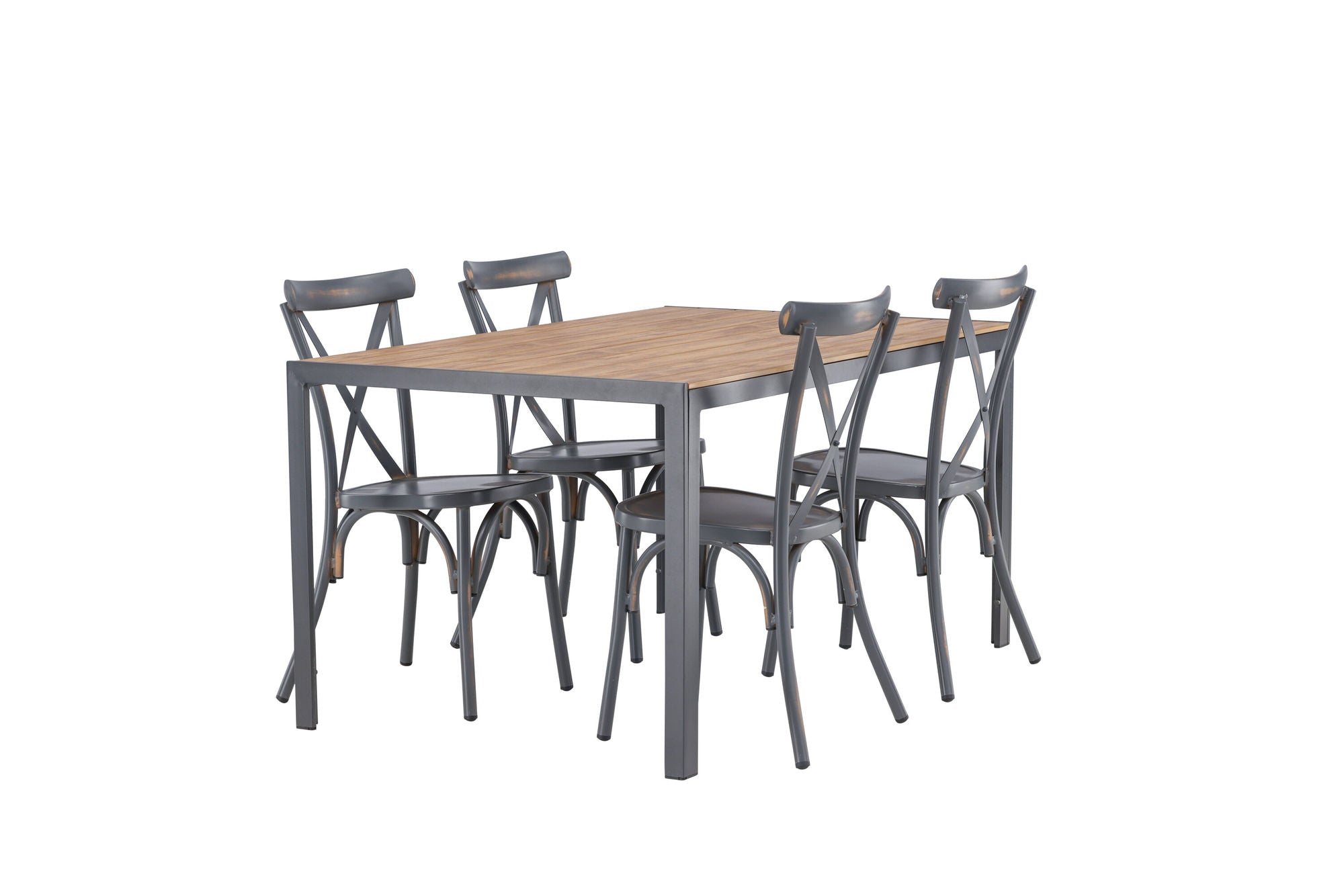 Venture Home Break Diningbord Alumnium - Black / Nature Rectangular 90*150* +Tablas Diningchair Aluminium - Black / _4