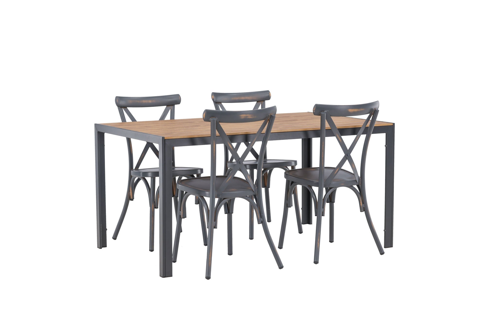 Venture Home Break Diningbord Alumnium - Black / Nature Rectangular 90*150* +Tablas Diningchair Aluminium - Black / _4