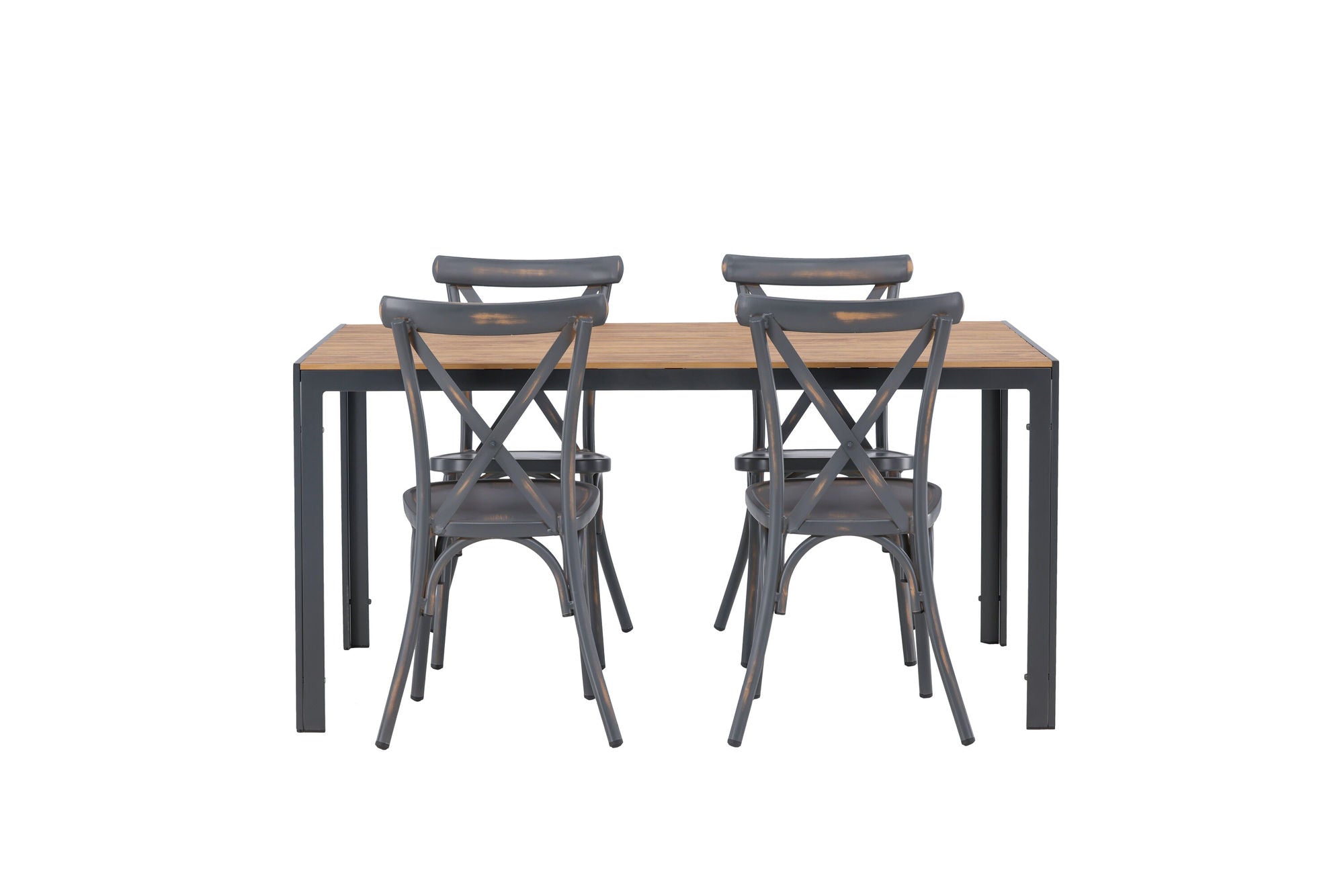 Venture Home Break Diningbord Alumnium - Black / Nature Rectangular 90*150* +Tablas Diningchair Aluminium - Black / _4