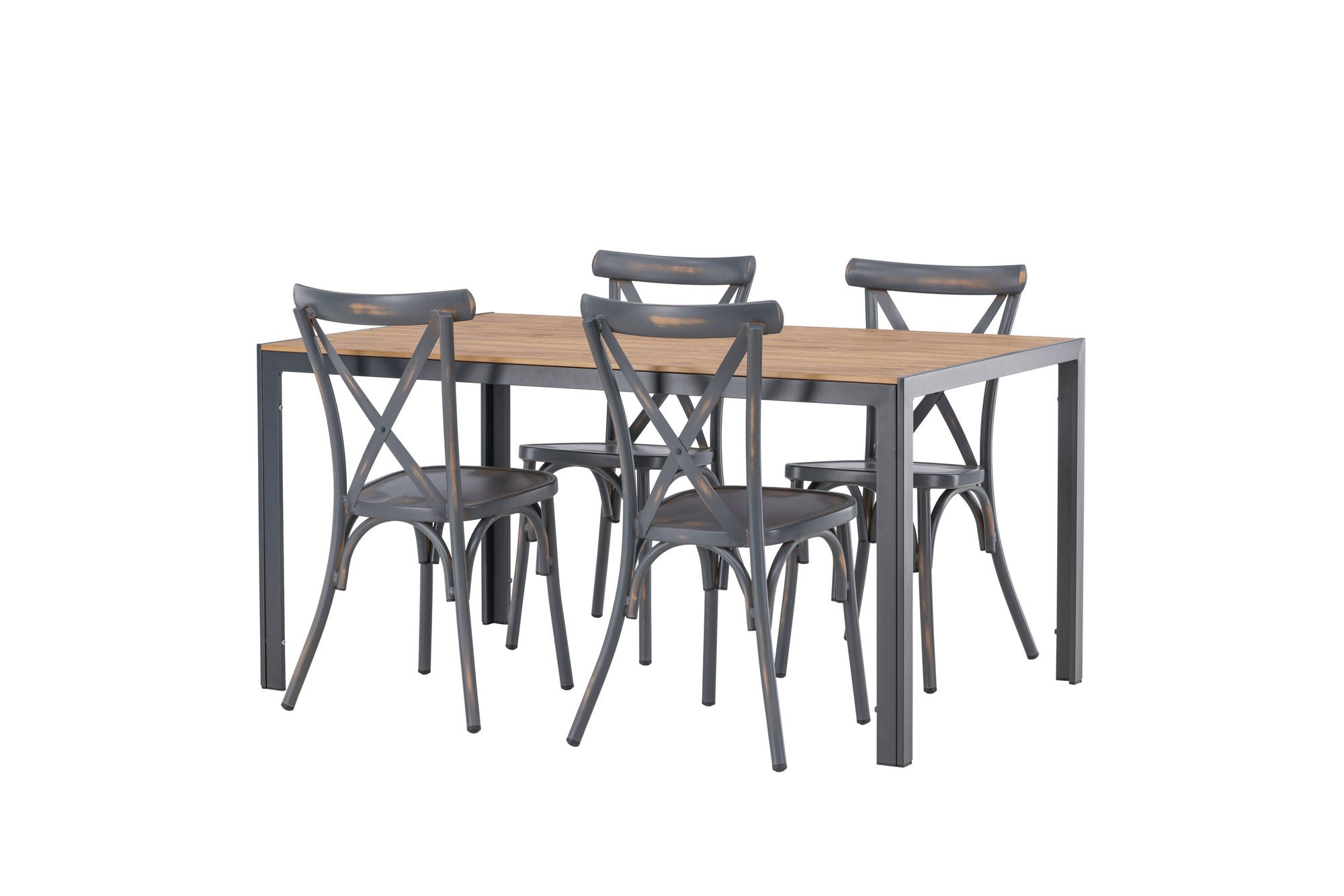 Venture Home Break Diningbord Alumnium - Black / Nature Rectangular 90*150* +Tablas Diningchair Aluminium - Black / _4
