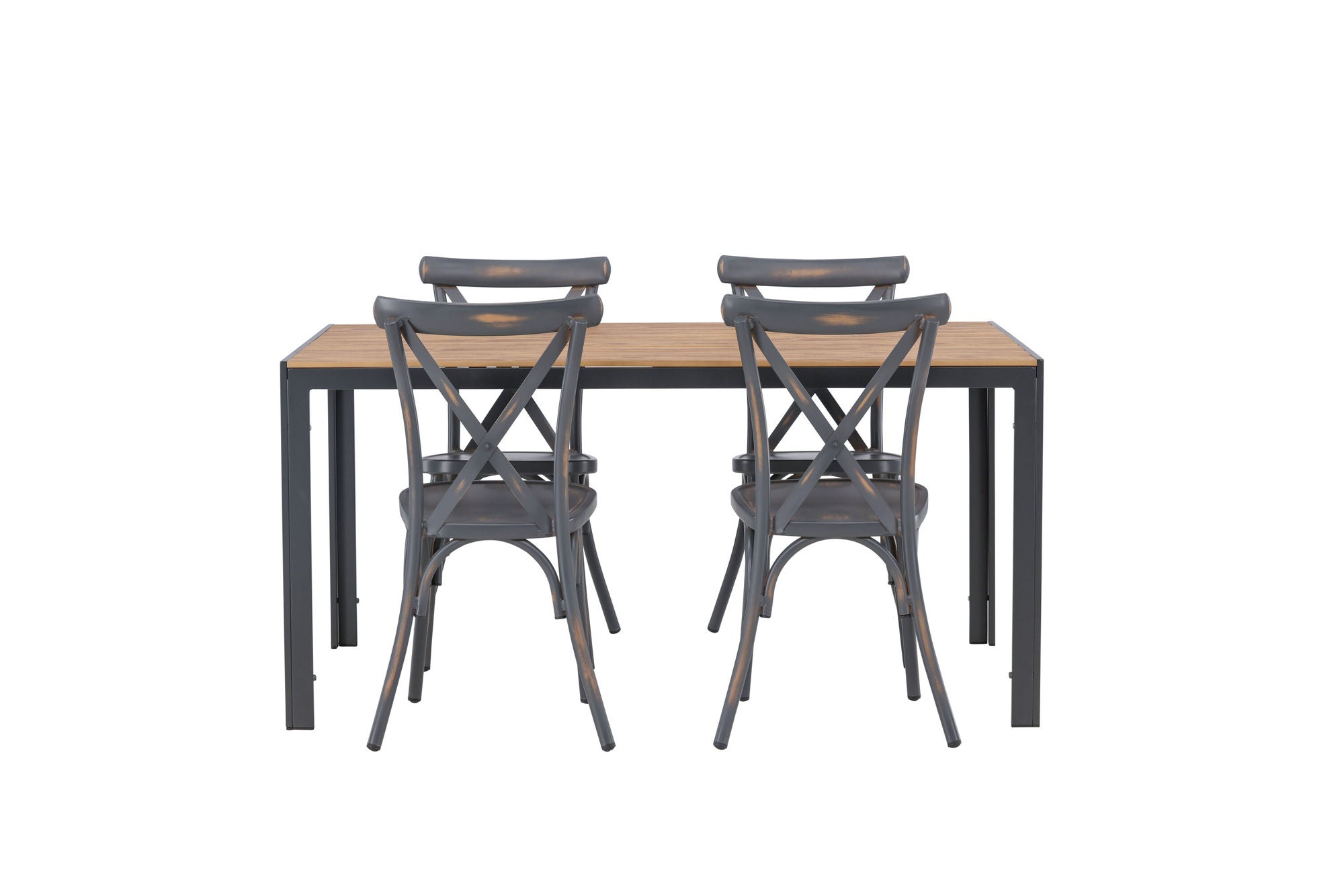 Venture Home Break Diningbord Alumnium - Black / Nature Rectangular 90*150* +Tablas Diningchair Aluminium - Black / _4