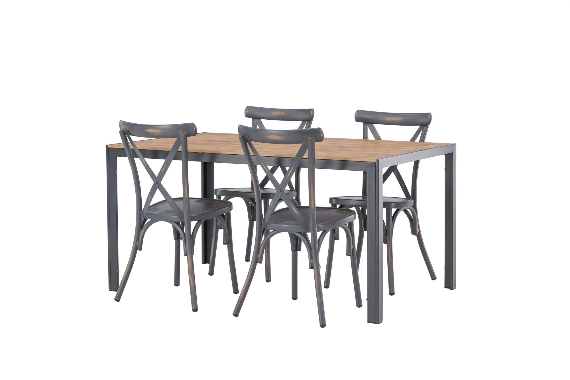 Venture Home Break Diningbord Alumnium - Black / Nature Rectangular 90*150* +Tablas Diningchair Aluminium - Black / _4