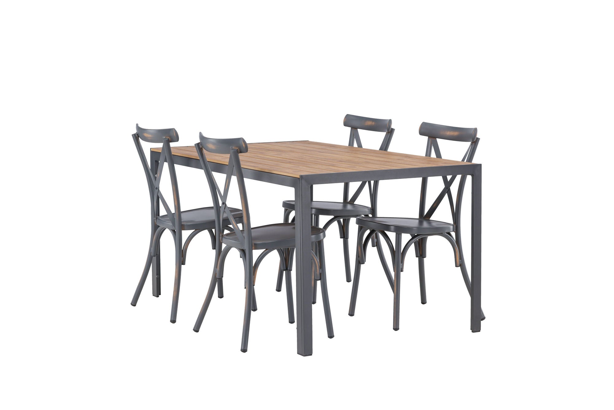 Venture Home Break Diningbord Alumnium - Black / Nature Rectangular 90*150* +Tablas Diningchair Aluminium - Black / _4