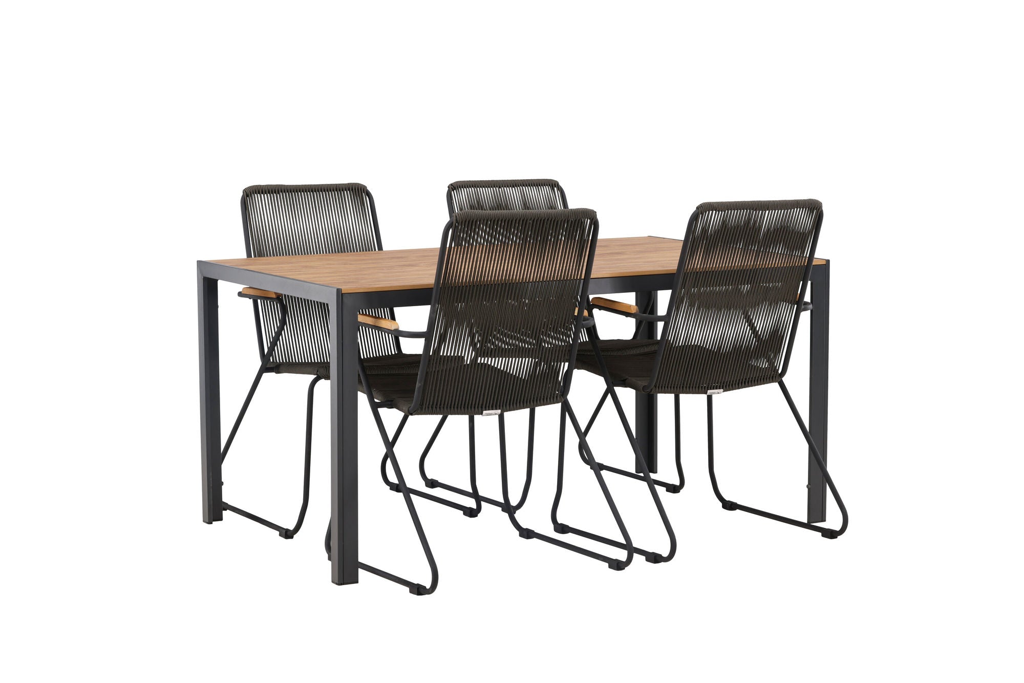 Venture Home Break Diningbord Alumnium - Black / Nature Rectangular 90*150* +Bois Diningchair Steel - Black / Dark Grey Rope _4