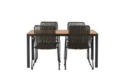 Venture Home Break Diningbord Alumnium - Black / Nature Rectangular 90*150* +Bois Diningchair Steel - Black / Dark Grey Rope _4