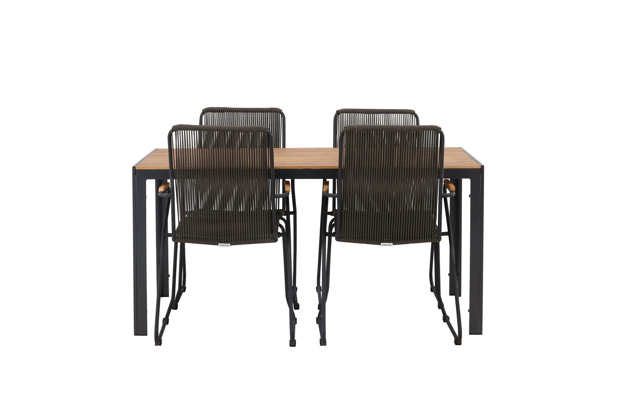 Venture Home Break Diningbord Alumnium - Black / Nature Rectangular 90*150* +Bois Diningchair Steel - Black / Dark Grey Rope _4