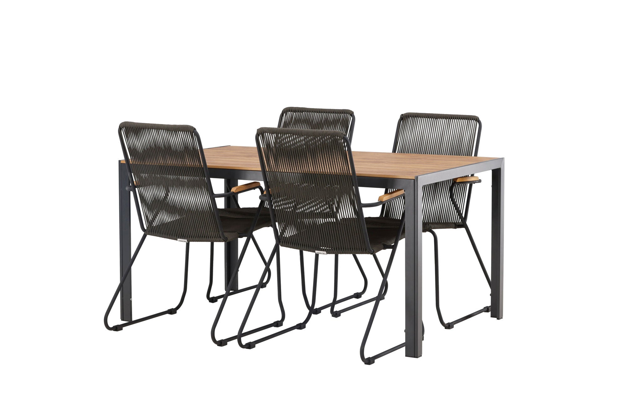 Venture Home Break Diningbord Alumnium - Black / Nature Rectangular 90*150* +Bois Diningchair Steel - Black / Dark Grey Rope _4