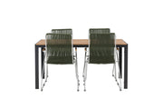 Venture Home Break Diningbord Alumnium - Black / Nature Rectangular 90*150* +Bois Diningchair Steel - Silver / Green Rope _4