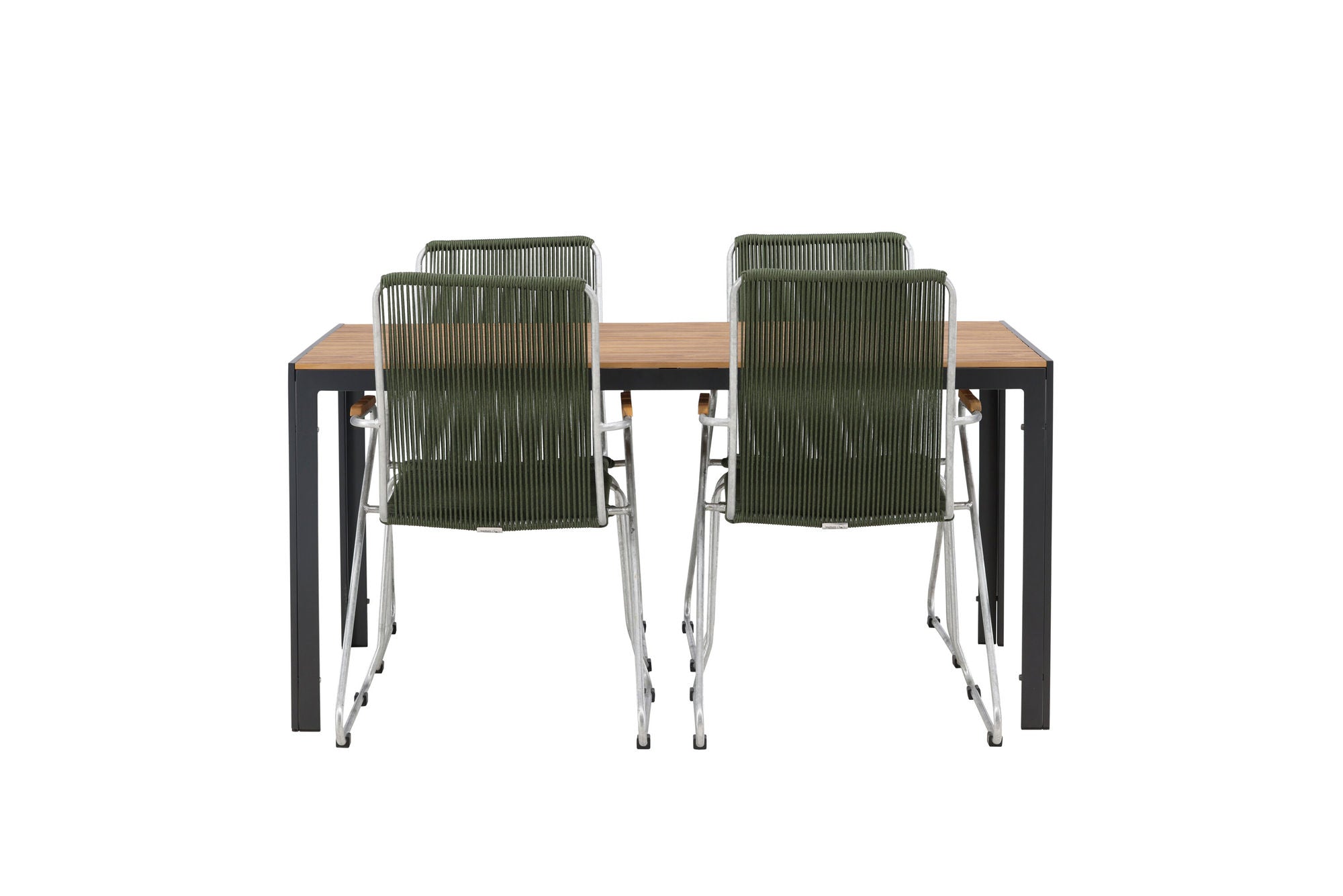 Venture Home Break Diningbord Alumnium - Black / Nature Rectangular 90*150* +Bois Diningchair Steel - Silver / Green Rope _4