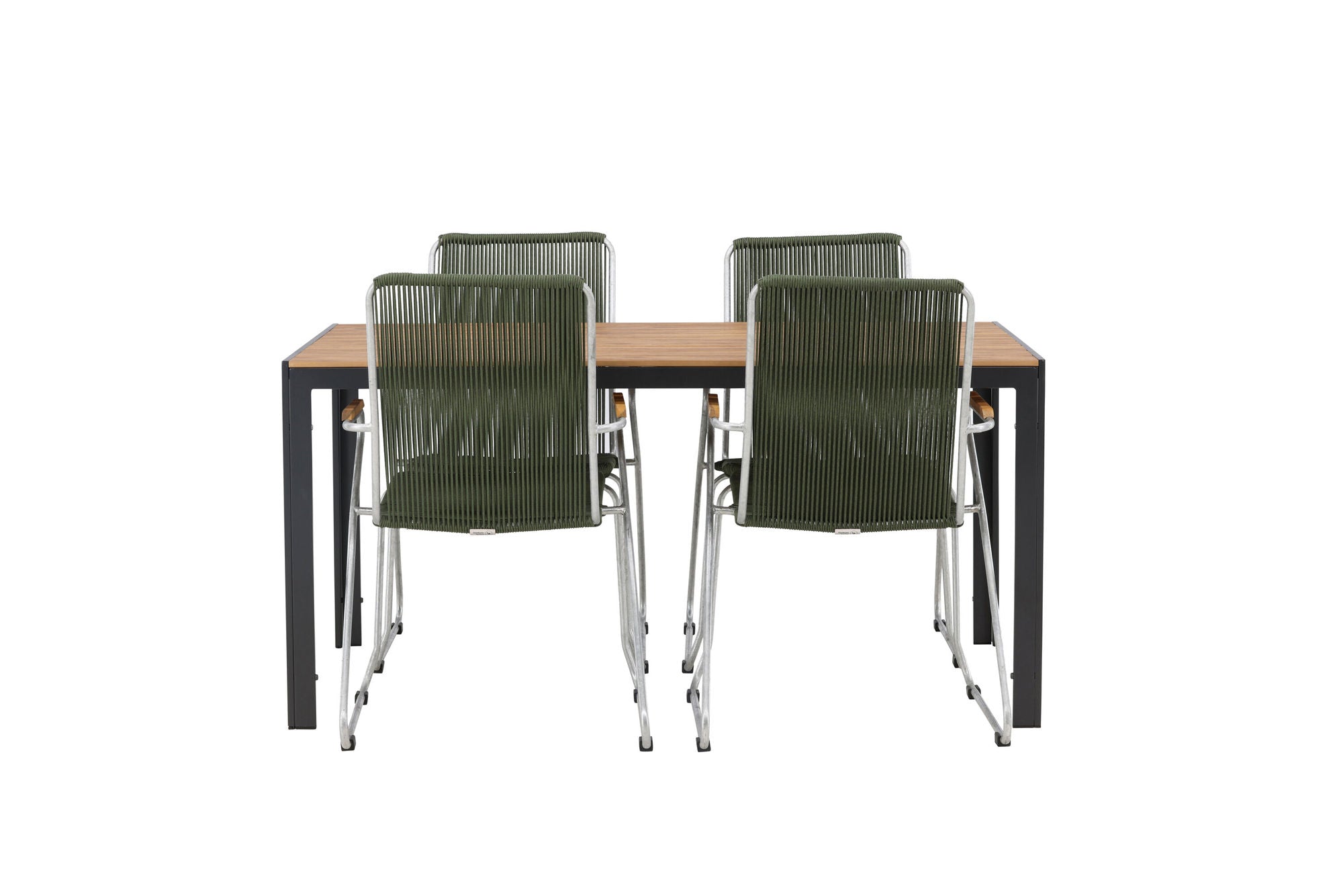 Venture Home Break Diningbord Alumnium - Black / Nature Rectangular 90*150* +Bois Diningchair Steel - Silver / Green Rope _4
