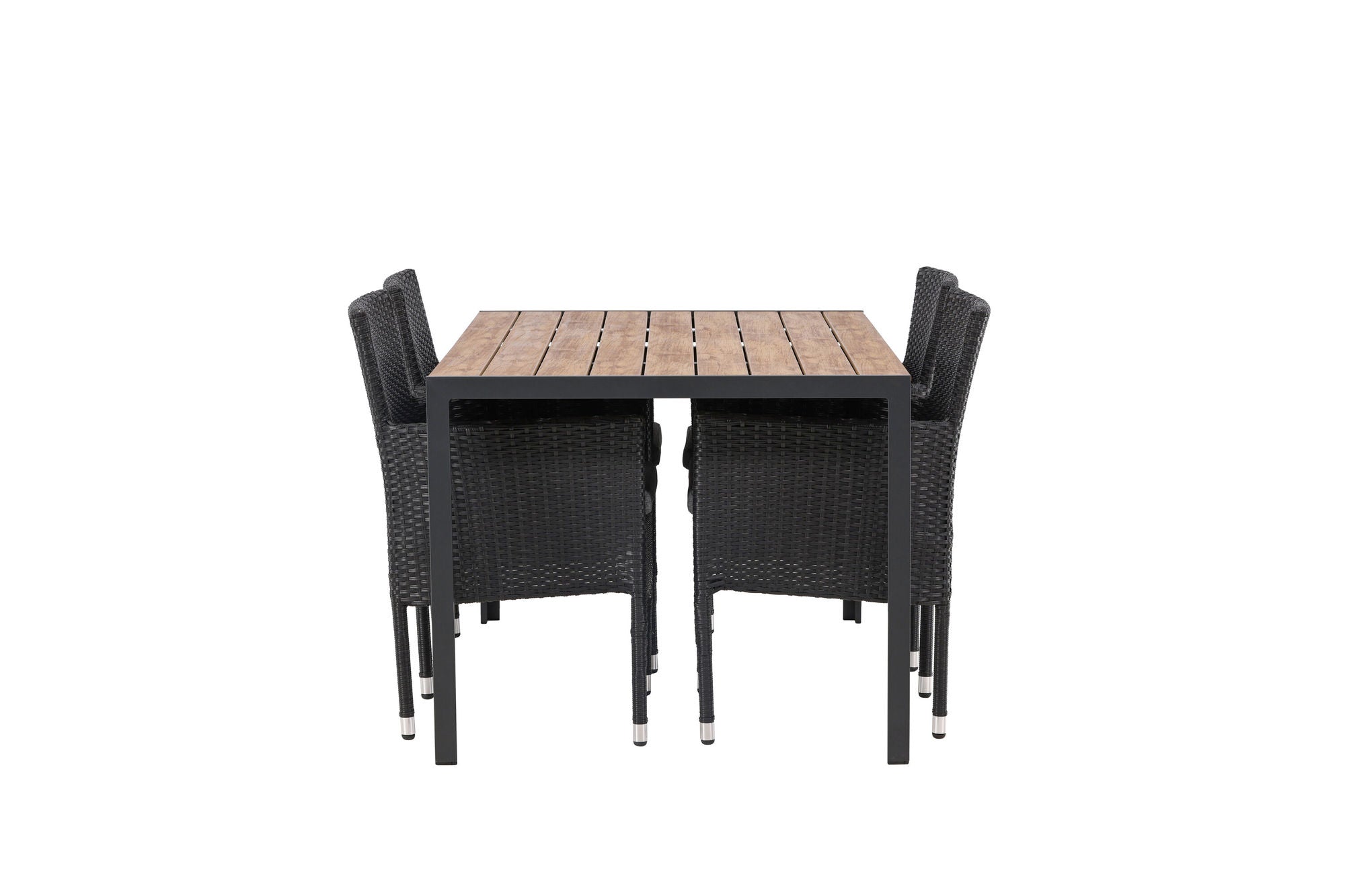 Venture Home Break Diningbord Alumnium - Black / Nature Rectangular 90*150* +Malina Diningchair Alumnium - Black / Wicker _4
