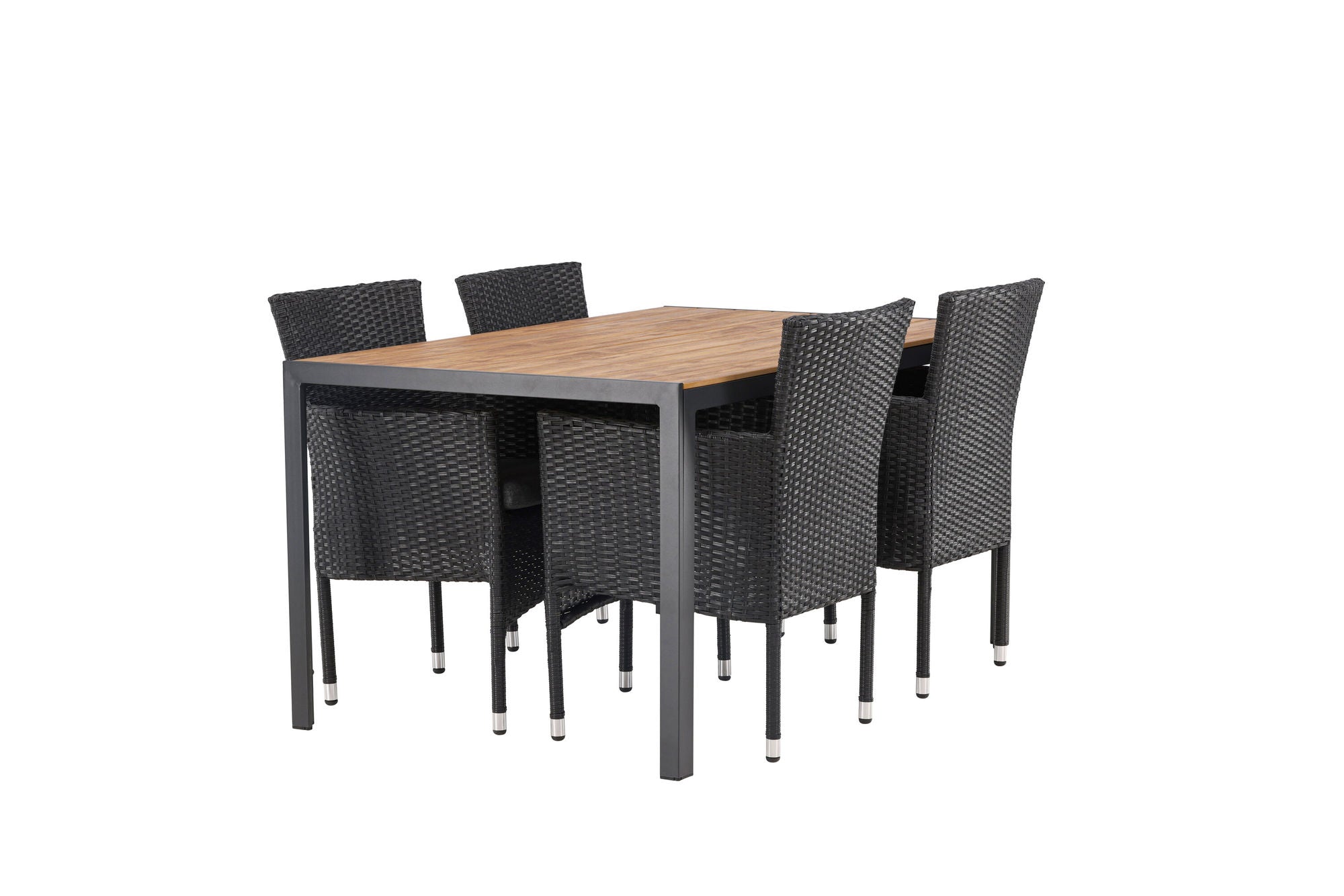 Venture Home Break Diningbord Alumnium - Black / Nature Rectangular 90*150* +Malina Diningchair Alumnium - Black / Wicker _4