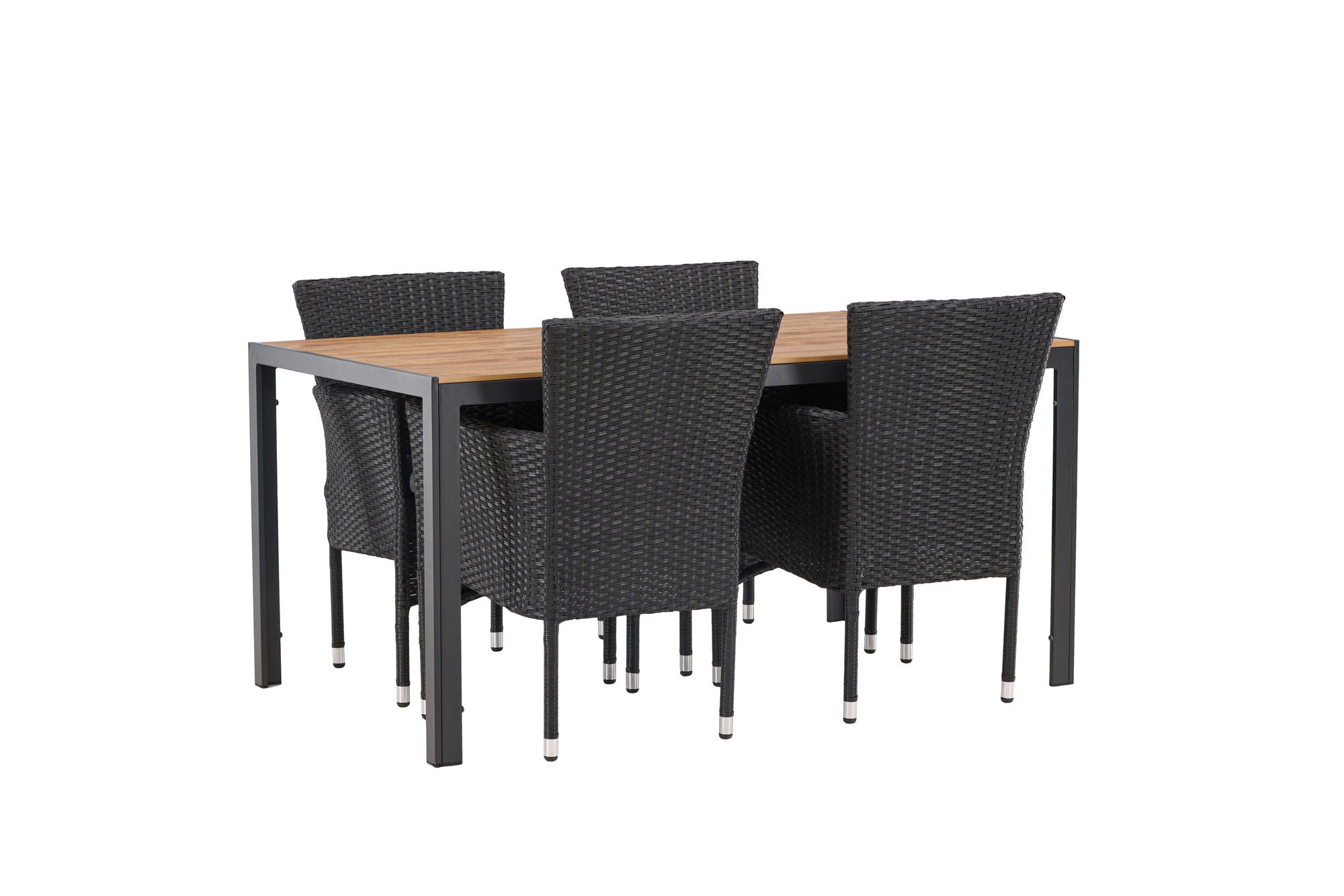 Venture Home Break Diningbord Alumnium - Black / Nature Rectangular 90*150* +Malina Diningchair Alumnium - Black / Wicker _4