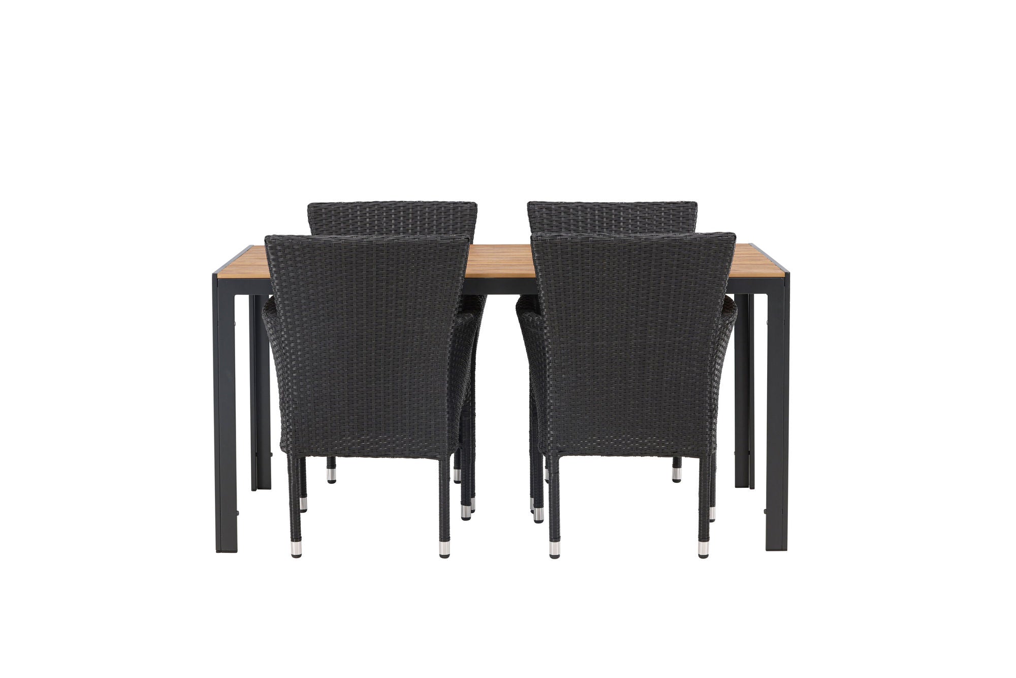 Venture Home Break Diningbord Alumnium - Black / Nature Rectangular 90*150* +Malina Diningchair Alumnium - Black / Wicker _4