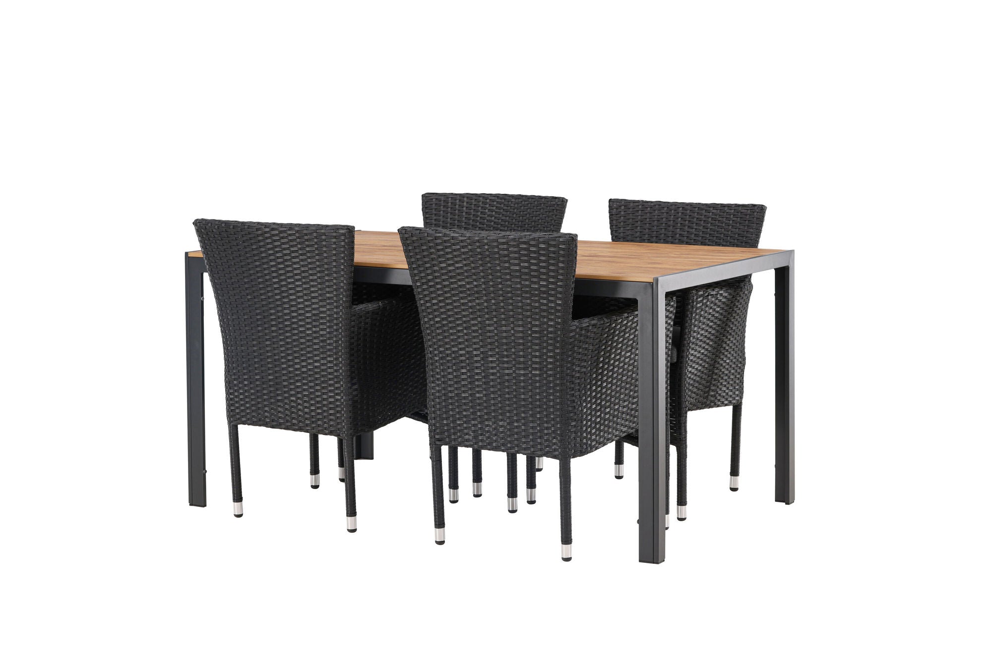 Venture Home Break Diningbord Alumnium - Black / Nature Rectangular 90*150* +Malina Diningchair Alumnium - Black / Wicker _4