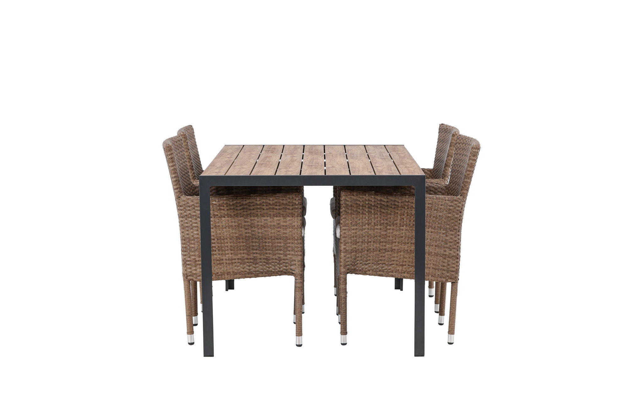 Venture Home Break Diningbord Alumnium - Black / Nature Rectangular 90*150* +Malina Diningchair Alumnium - Nature / Wicker _4