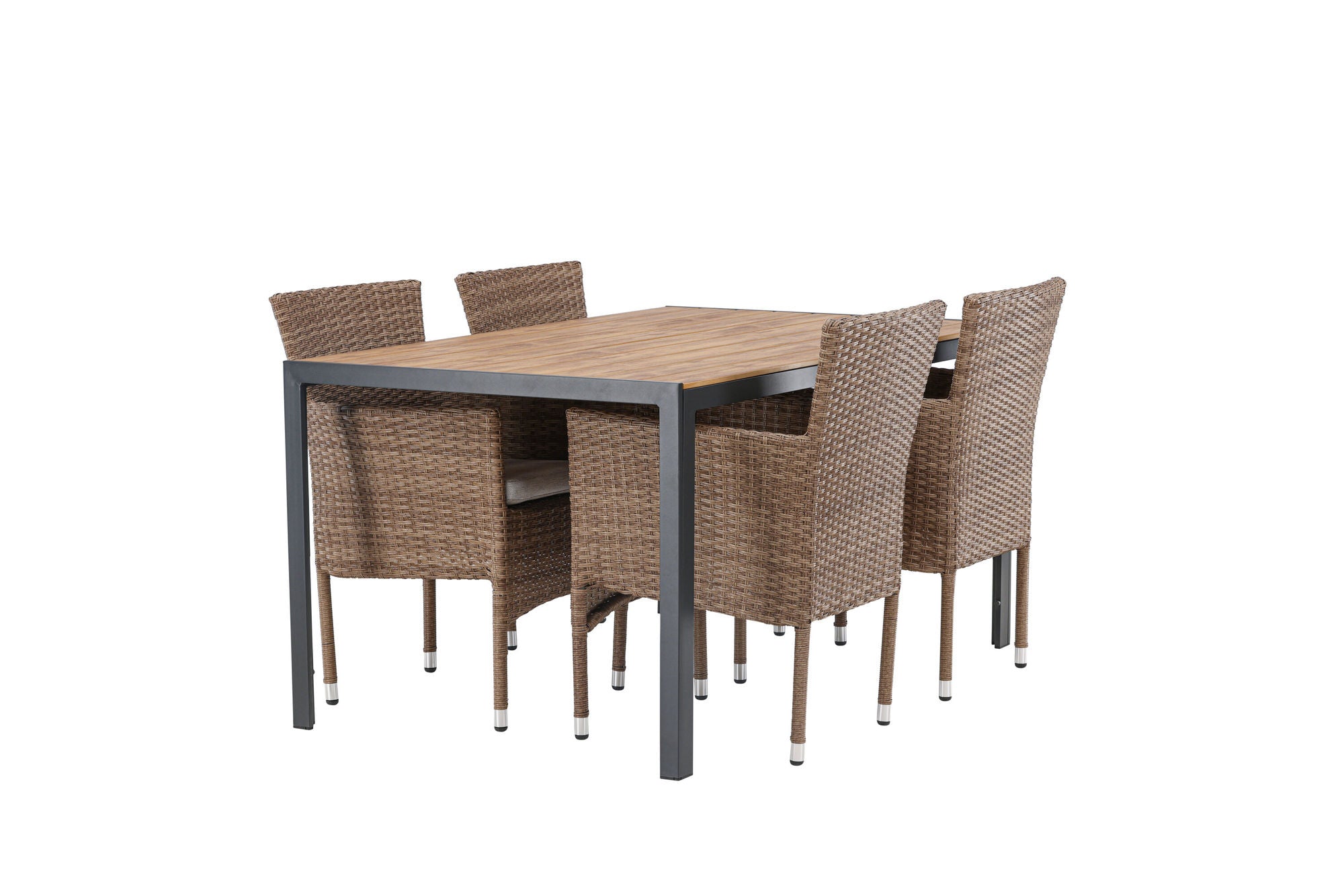 Venture Home Break Diningbord Alumnium - Black / Nature Rectangular 90*150* +Malina Diningchair Alumnium - Nature / Wicker _4