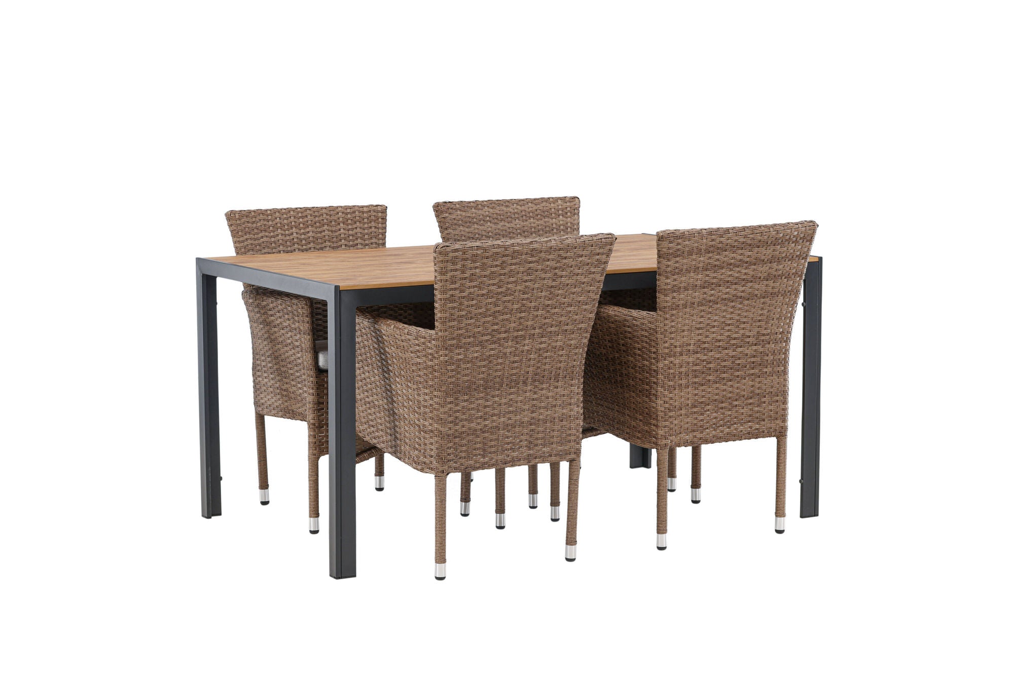Venture Home Break Diningbord Alumnium - Black / Nature Rectangular 90*150* +Malina Diningchair Alumnium - Nature / Wicker _4