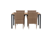 Venture Home Break Diningbord Alumnium - Black / Nature Rectangular 90*150* +Malina Diningchair Alumnium - Nature / Wicker _4