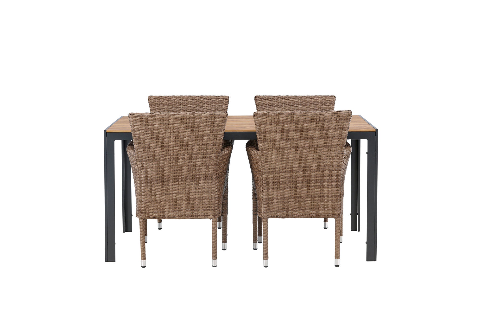 Venture Home Break Diningbord Alumnium - Black / Nature Rectangular 90*150* +Malina Diningchair Alumnium - Nature / Wicker _4