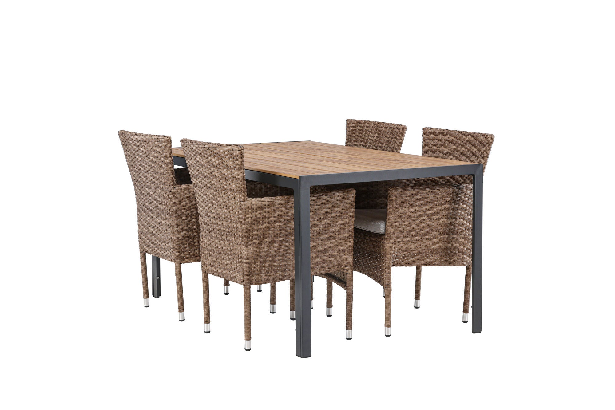 Venture Home Break Diningbord Alumnium - Black / Nature Rectangular 90*150* +Malina Diningchair Alumnium - Nature / Wicker _4