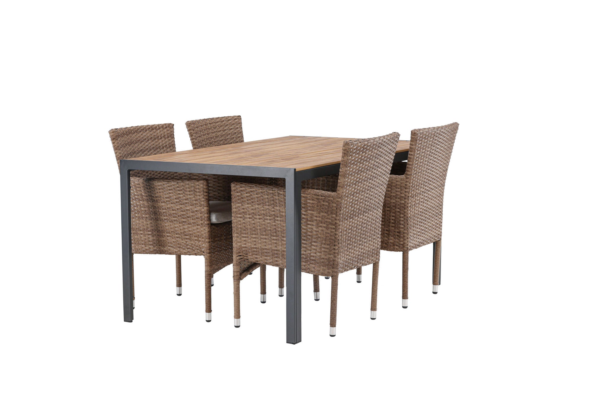 Venture Home Break Diningbord Alumnium - Black / Nature Rectangular 90*150* +Malina Diningchair Alumnium - Nature / Wicker _4
