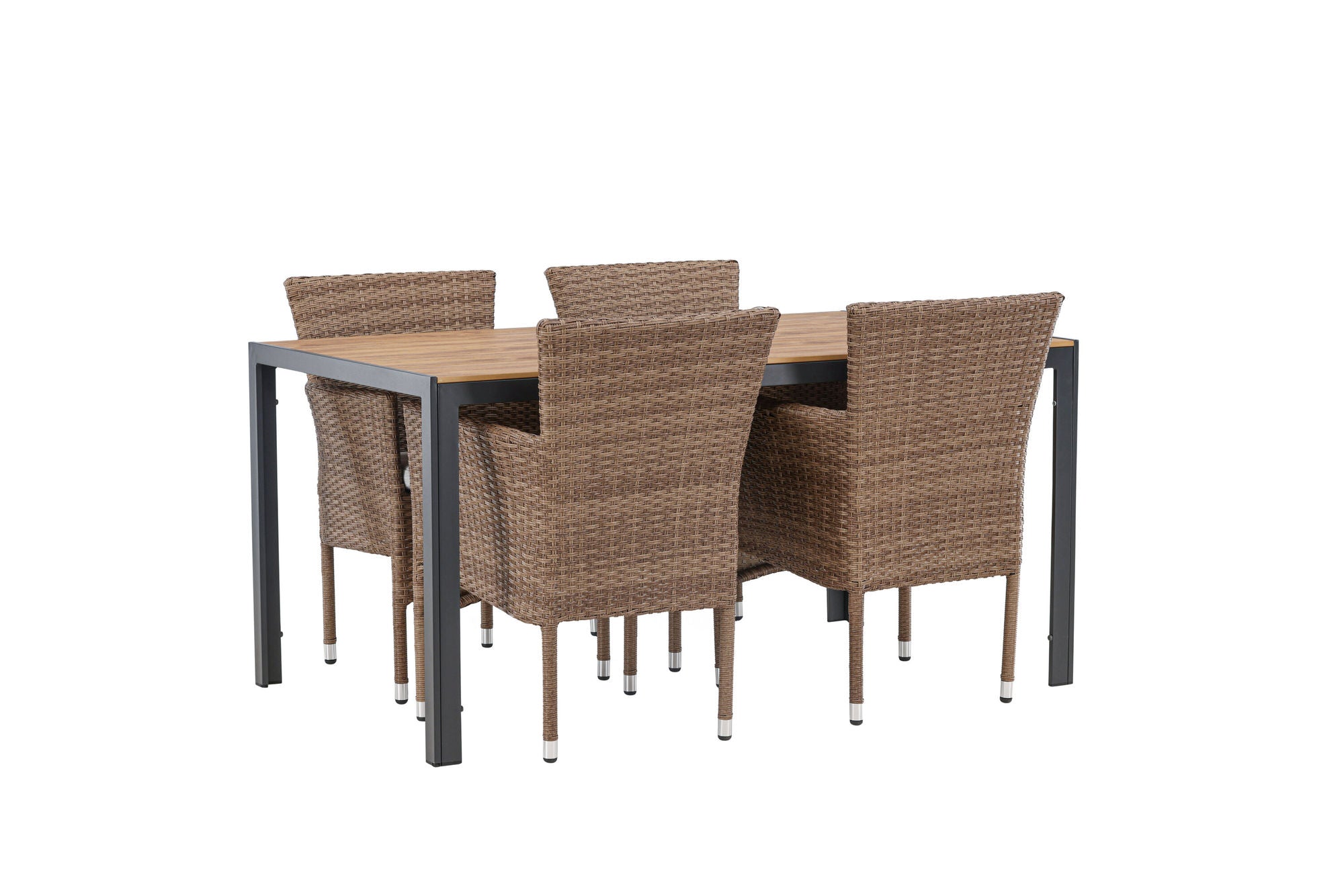 Venture Home Break Diningbord Alumnium - Black / Nature Rectangular 90*150* +Malina Diningchair Alumnium - Nature / Wicker _4
