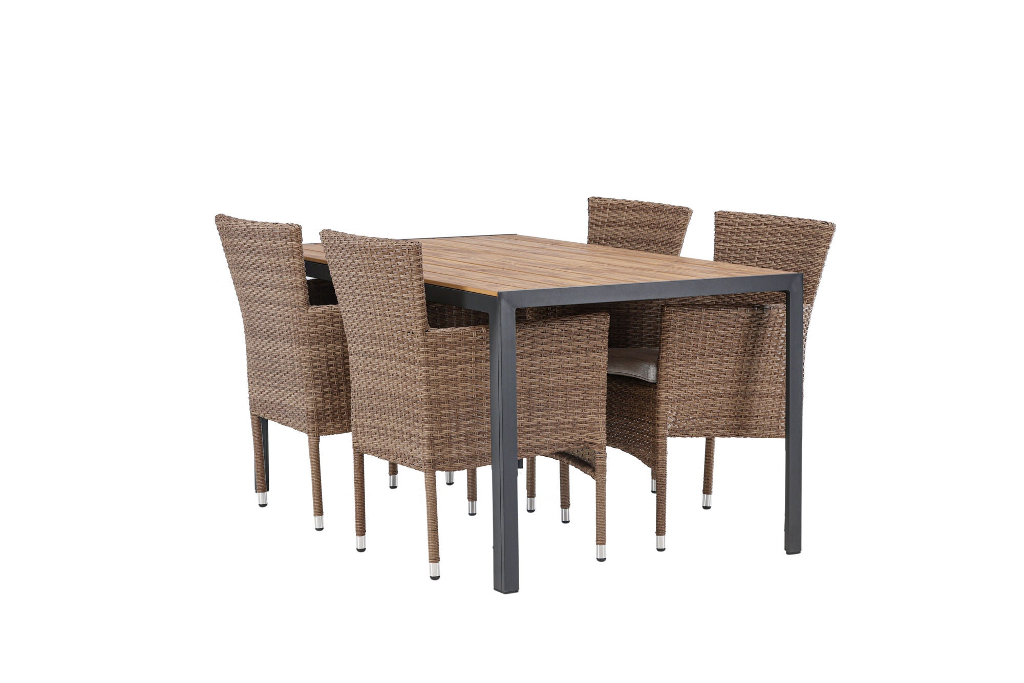 Venture Home Break Diningbord Alumnium - Black / Nature Rectangular 90*150* +Malina Diningchair Alumnium - Nature / Wicker _4