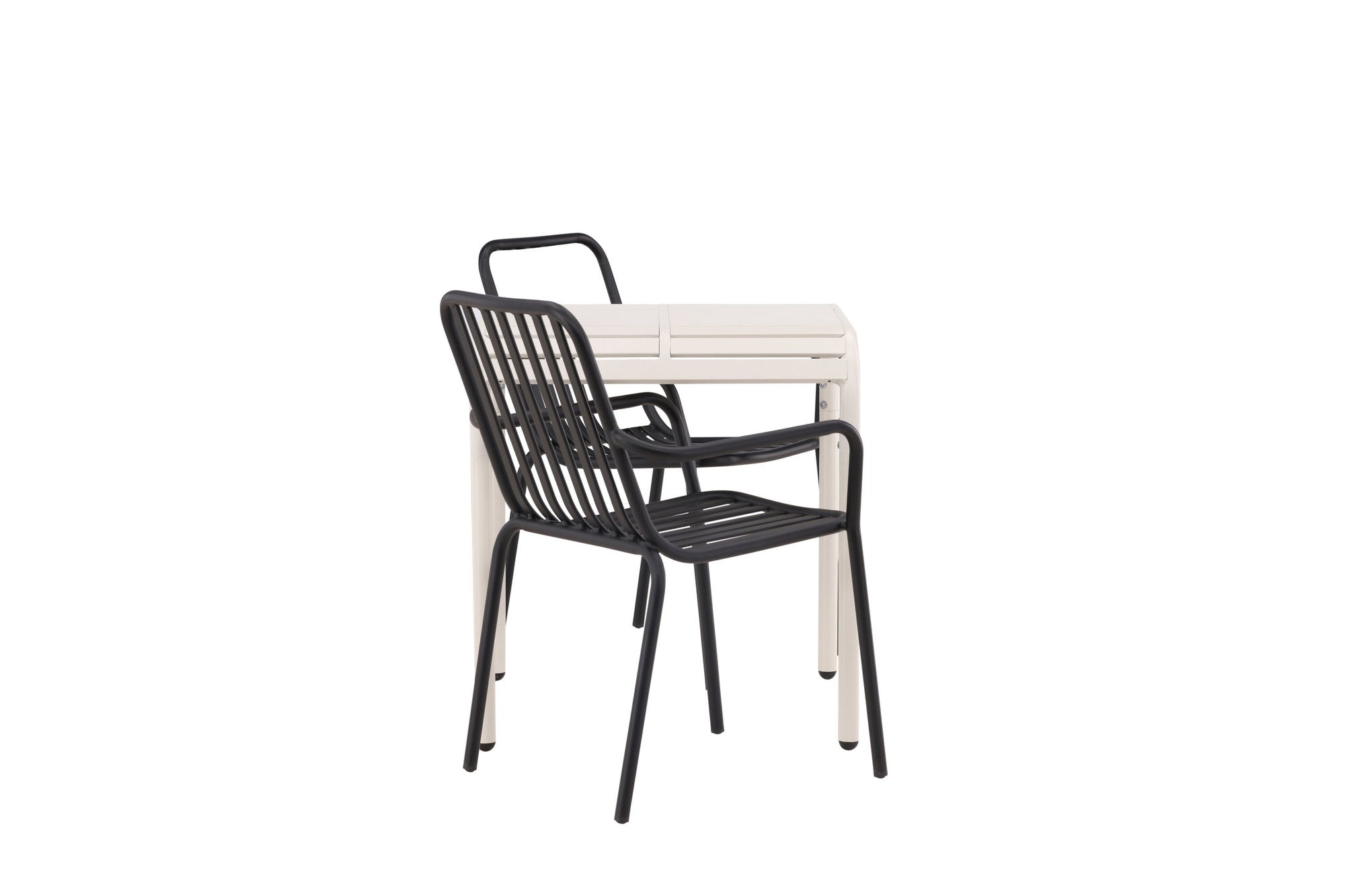 Venture Home Borneo Cafebord Aluminium - Beige / Kvadrat 70*70* +Peking Diningchair Aluminium - Black / _2