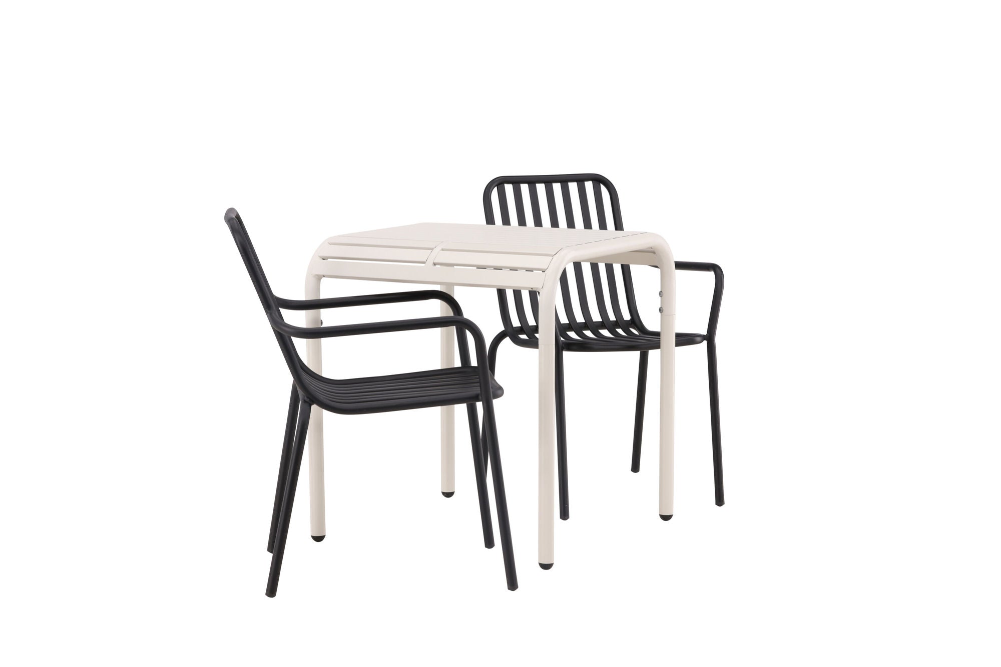 Venture Home Borneo Cafebord Aluminium - Beige / Kvadrat 70*70* +Peking Diningchair Aluminium - Black / _2