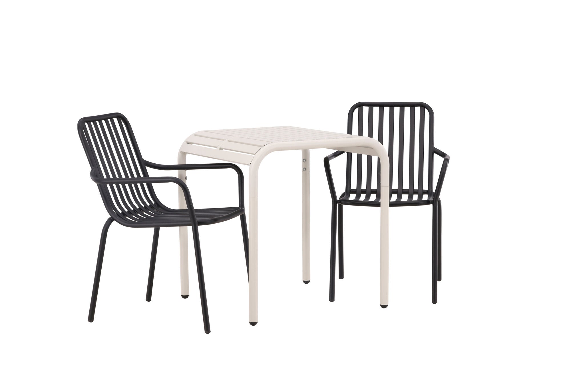Venture Home Borneo Cafebord Aluminium - Beige / Kvadrat 70*70* +Peking Diningchair Aluminium - Black / _2