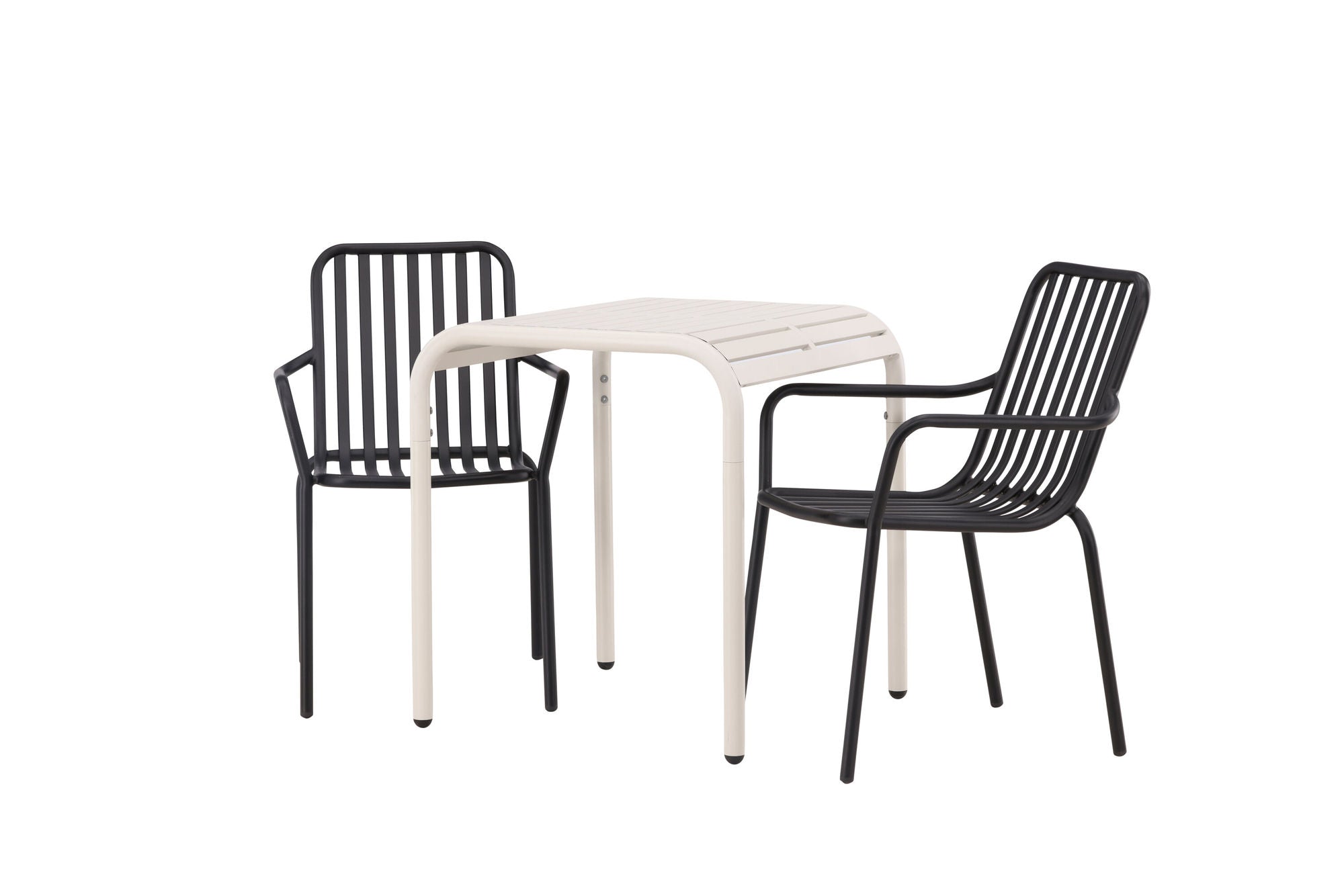 Venture Home Borneo Cafebord Aluminium - Beige / Kvadrat 70*70* +Peking Diningchair Aluminium - Black / _2