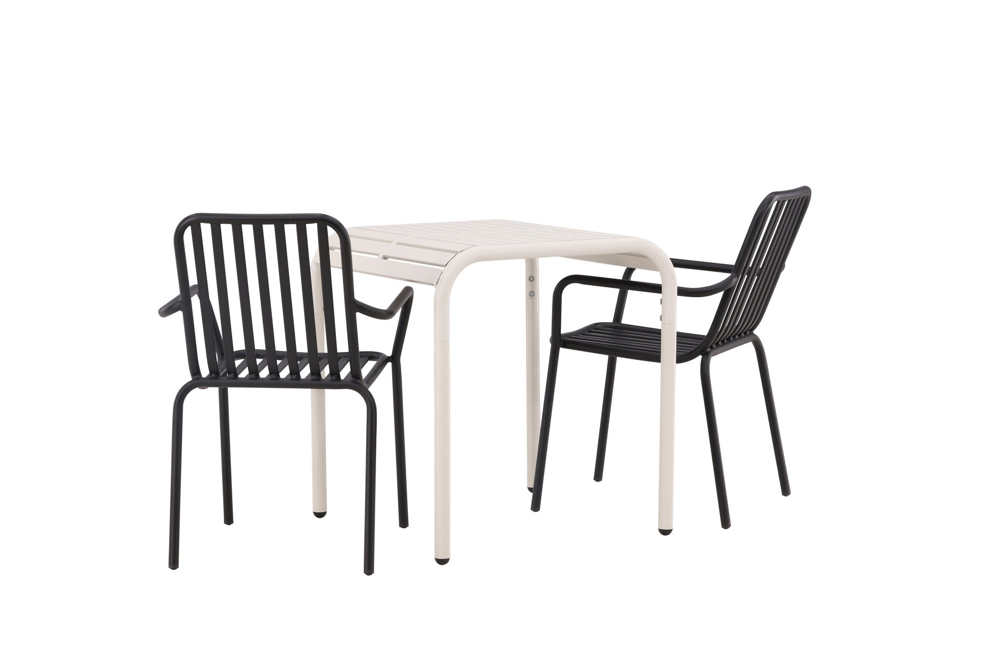 Venture Home Borneo Cafebord Aluminium - Beige / Kvadrat 70*70* +Peking Diningchair Aluminium - Black / _2