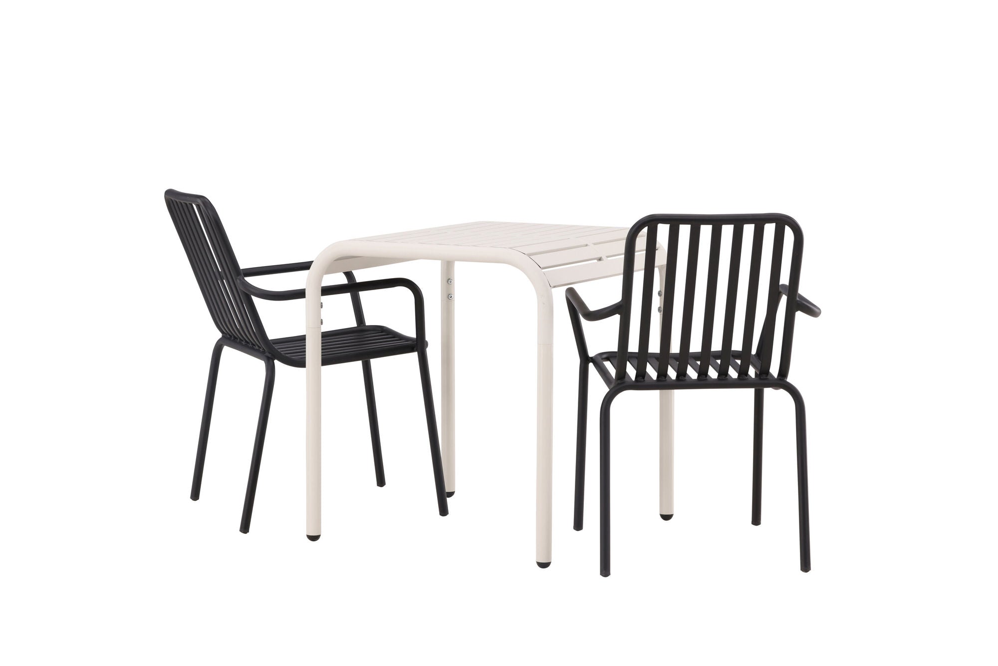 Venture Home Borneo Cafebord Aluminium - Beige / Kvadrat 70*70* +Peking Diningchair Aluminium - Black / _2