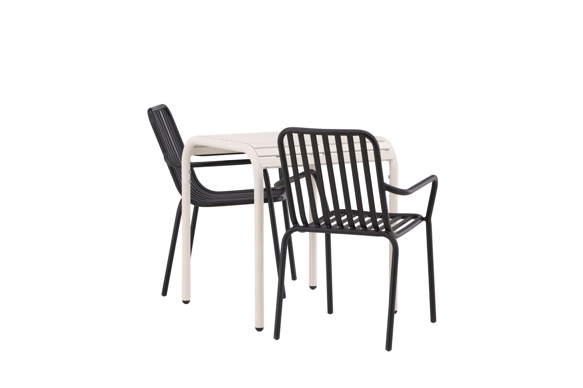 Venture Home Borneo Cafebord Aluminium - Beige / Kvadrat 70*70* +Peking Diningchair Aluminium - Black / _2