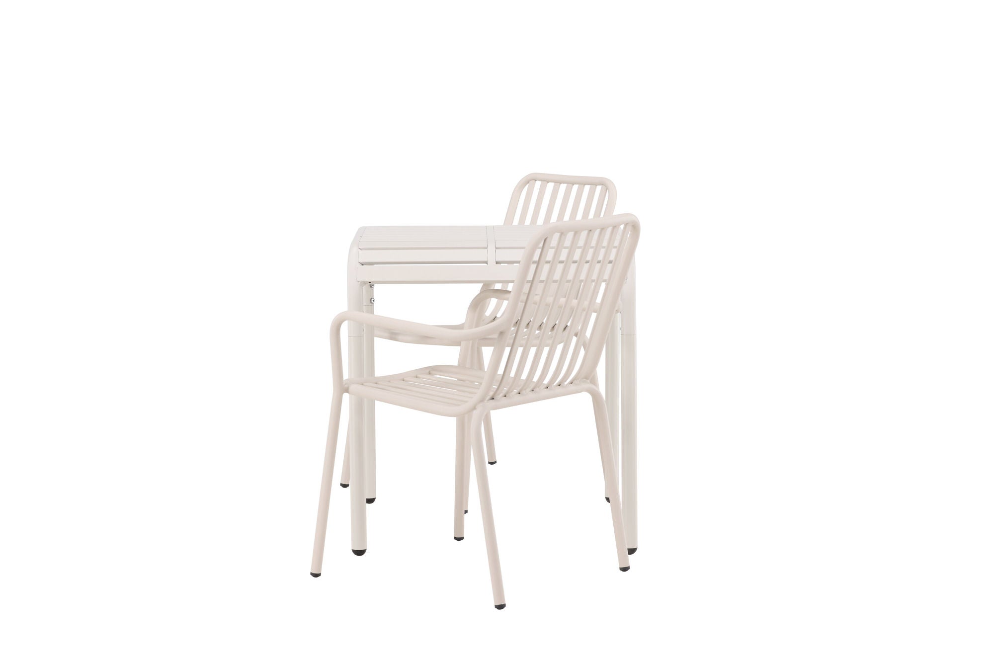 Venture Home Borneo Cafebord Aluminium - Beige / Kvadrat 70*70* +Peking Diningchair Aluminium - Beige / _2
