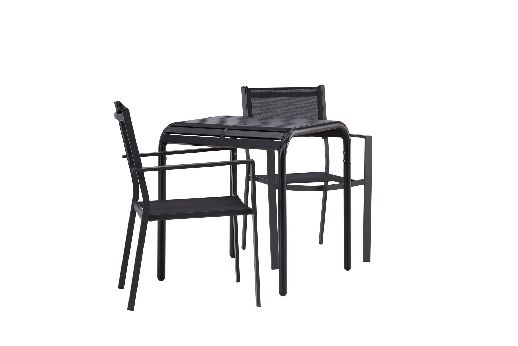 Venture Home Borneo Cafebord Aluminium - Black / Kvadrat 70*70* +Copacabana Stacking stol - Black/Black - Ersätter 4131-408 _2