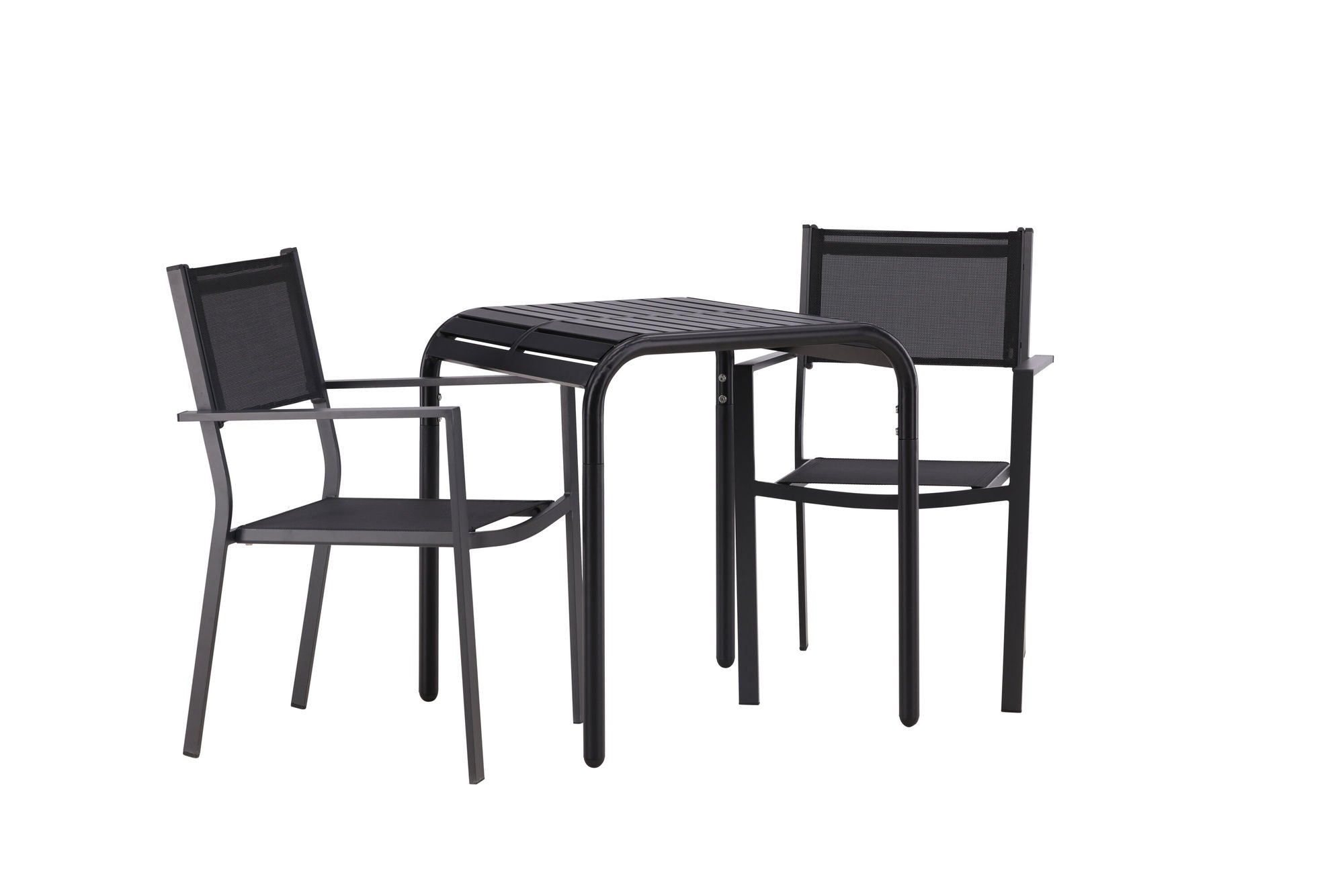 Venture Home Borneo Cafebord Aluminium - Black / Kvadrat 70*70* +Copacabana Stacking stol - Black/Black - Ersätter 4131-408 _2
