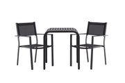 Venture Home Borneo Cafebord Aluminium - Black / Kvadrat 70*70* +Copacabana Stacking stol - Black/Black - Ersätter 4131-408 _2