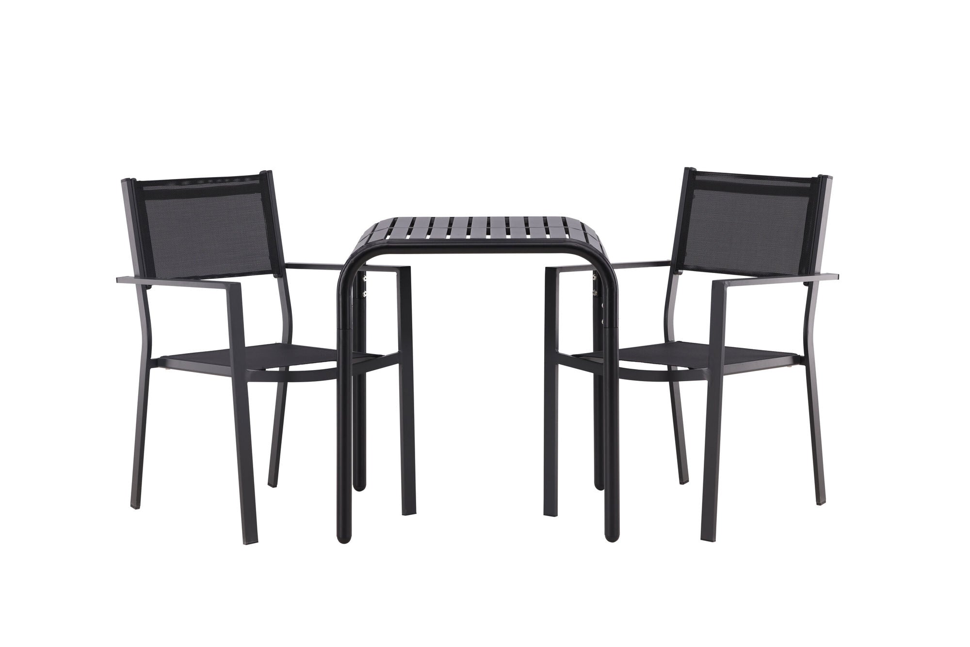 Venture Home Borneo Cafebord Aluminium - Black / Kvadrat 70*70* +Copacabana Stacking stol - Black/Black - Ersätter 4131-408 _2