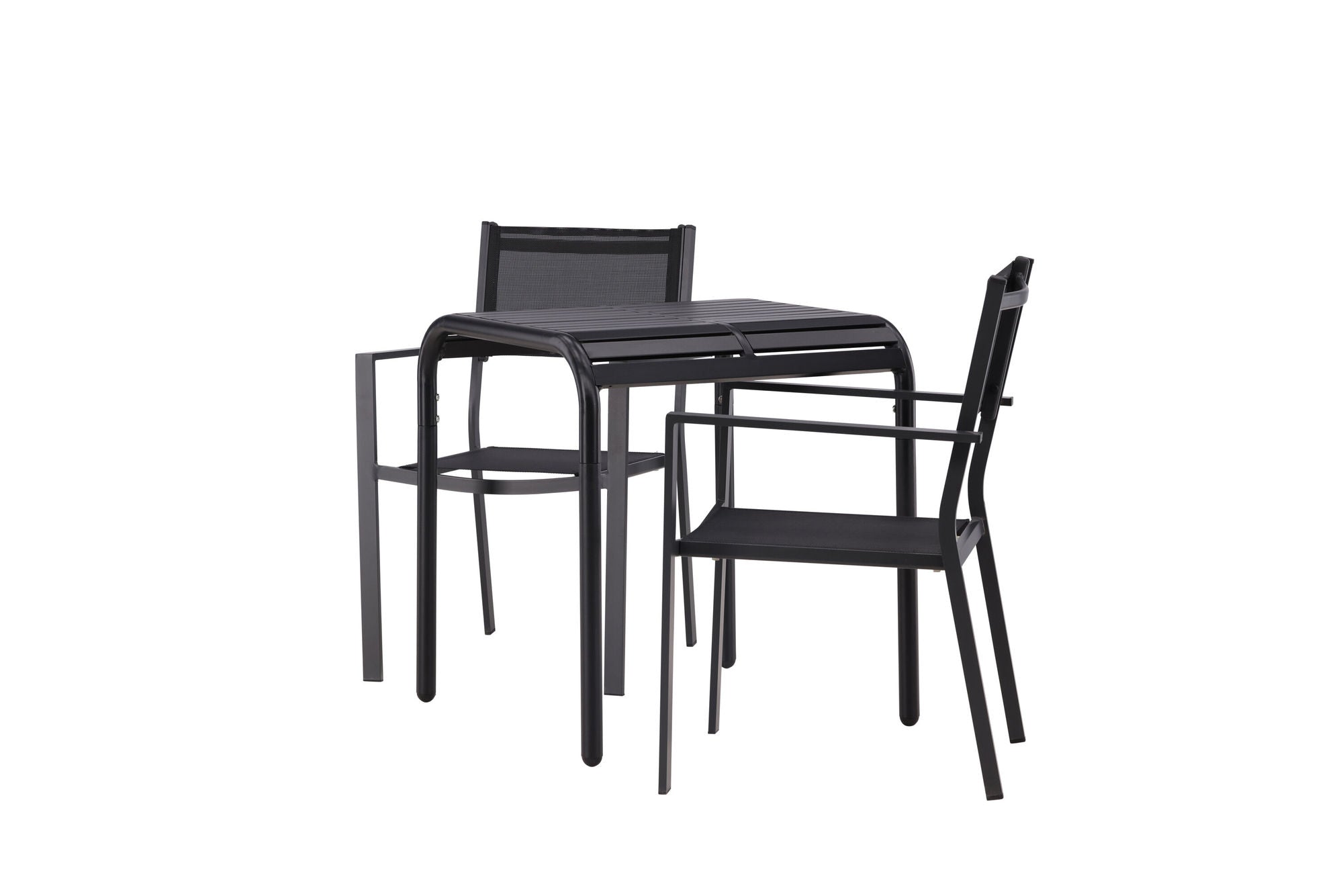 Venture Home Borneo Cafebord Aluminium - Black / Kvadrat 70*70* +Copacabana Stacking stol - Black/Black - Ersätter 4131-408 _2