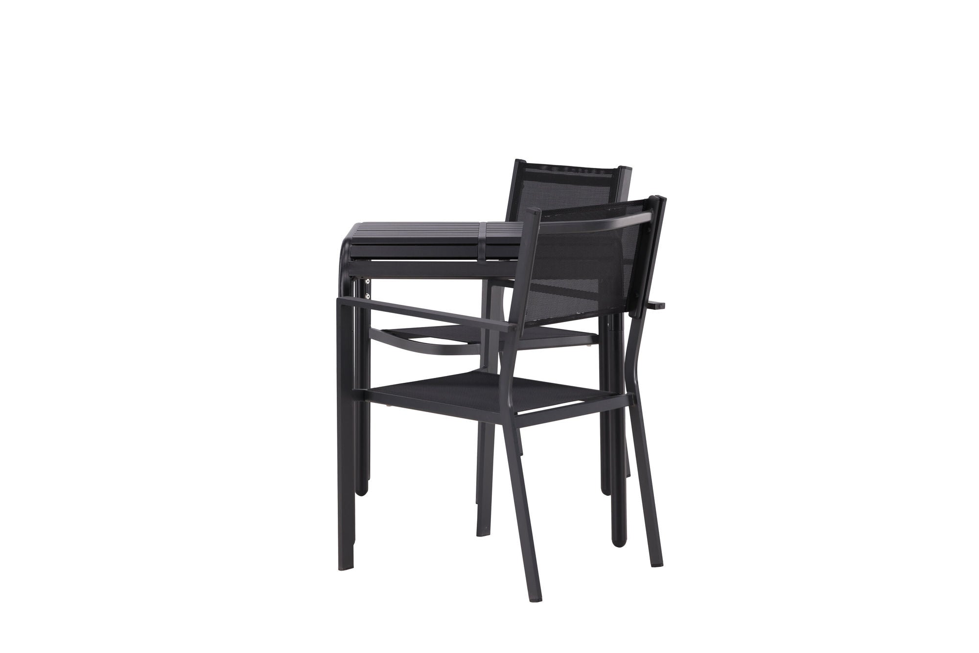 Venture Home Borneo Cafebord Aluminium - Black / Kvadrat 70*70* +Copacabana Stacking stol - Black/Black - Ersätter 4131-408 _2