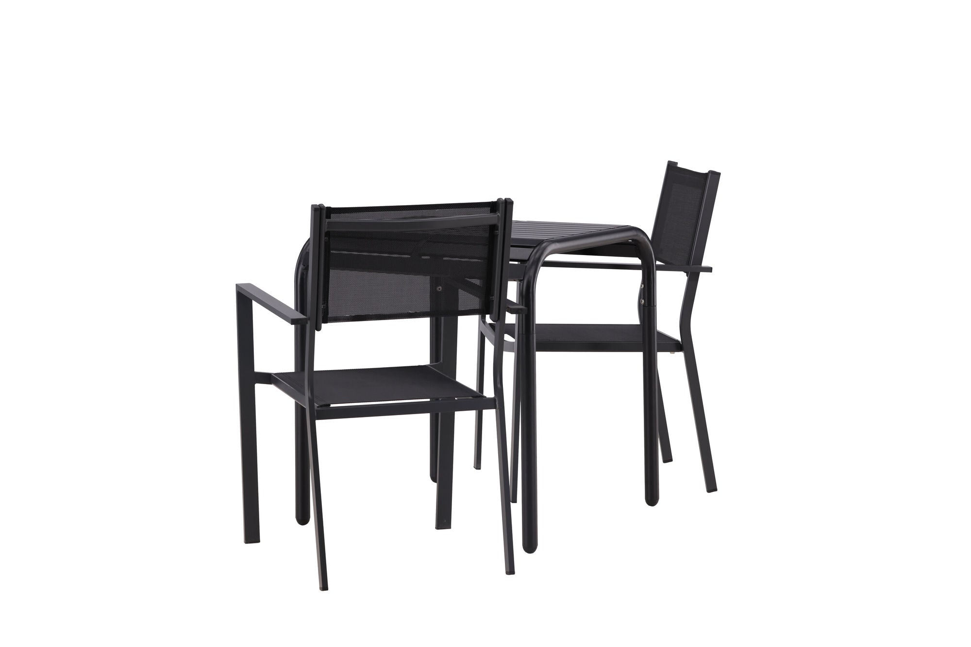Venture Home Borneo Cafebord Aluminium - Black / Kvadrat 70*70* +Copacabana Stacking stol - Black/Black - Ersätter 4131-408 _2