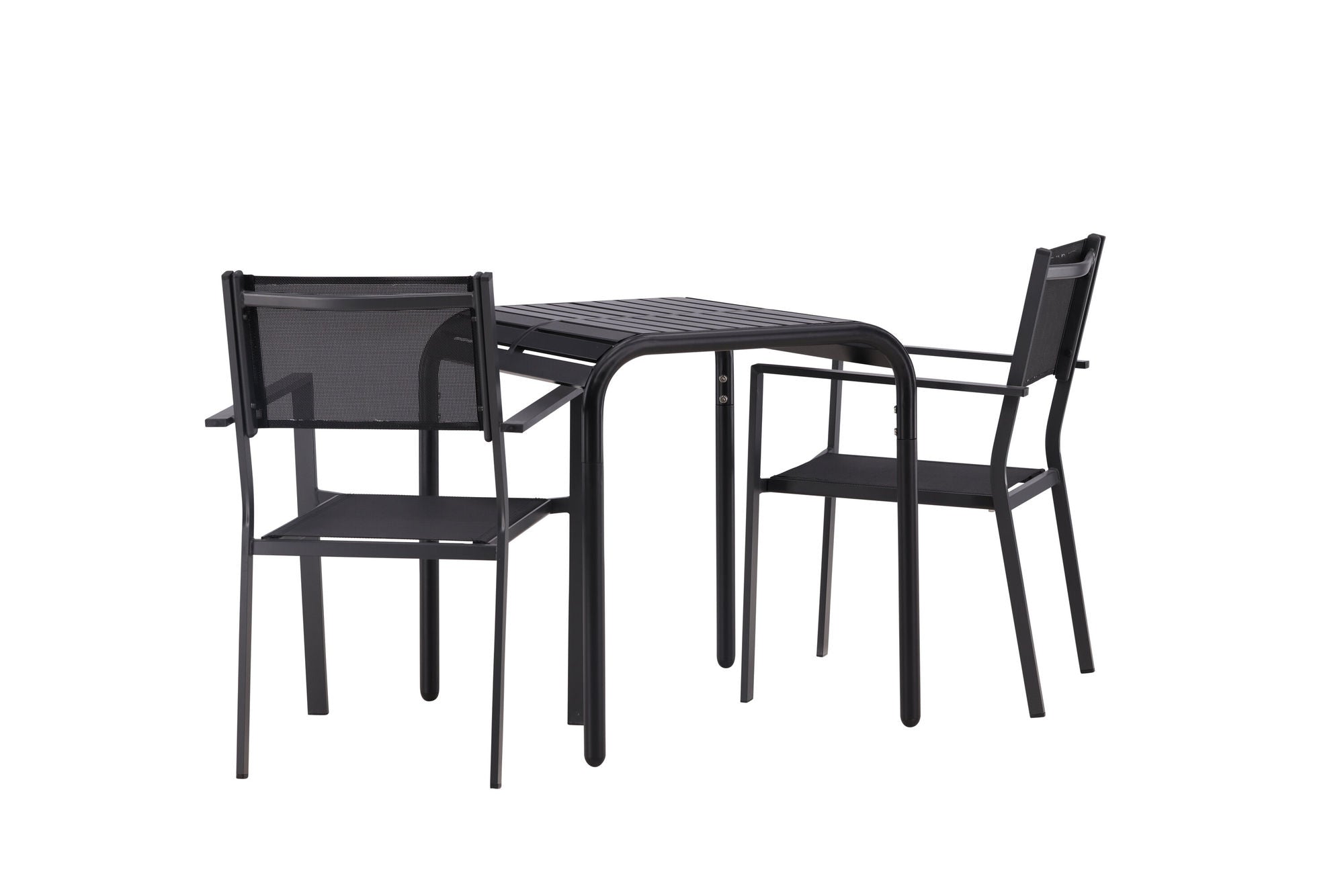 Venture Home Borneo Cafebord Aluminium - Black / Kvadrat 70*70* +Copacabana Stacking stol - Black/Black - Ersätter 4131-408 _2