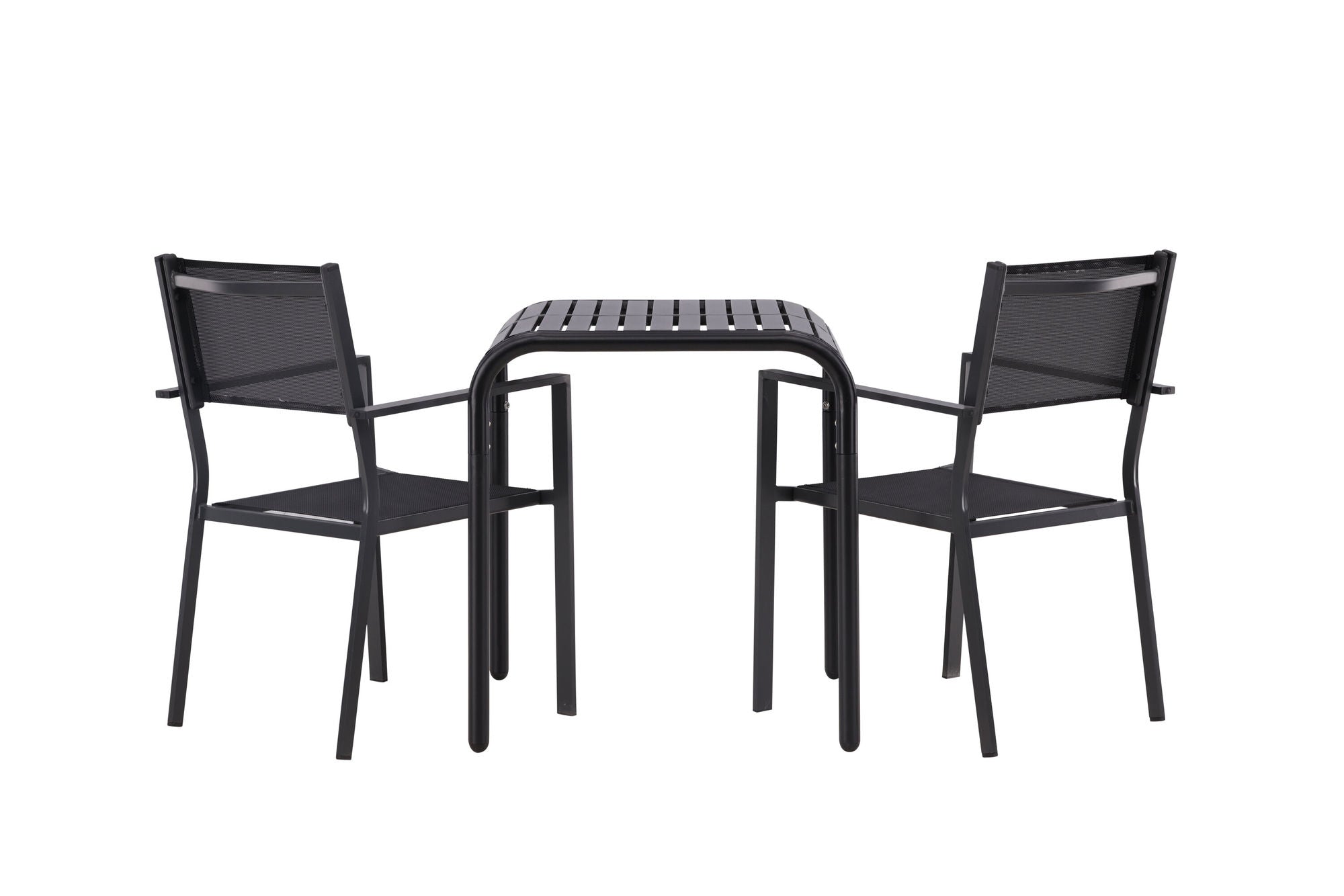 Venture Home Borneo Cafebord Aluminium - Black / Kvadrat 70*70* +Copacabana Stacking stol - Black/Black - Ersätter 4131-408 _2