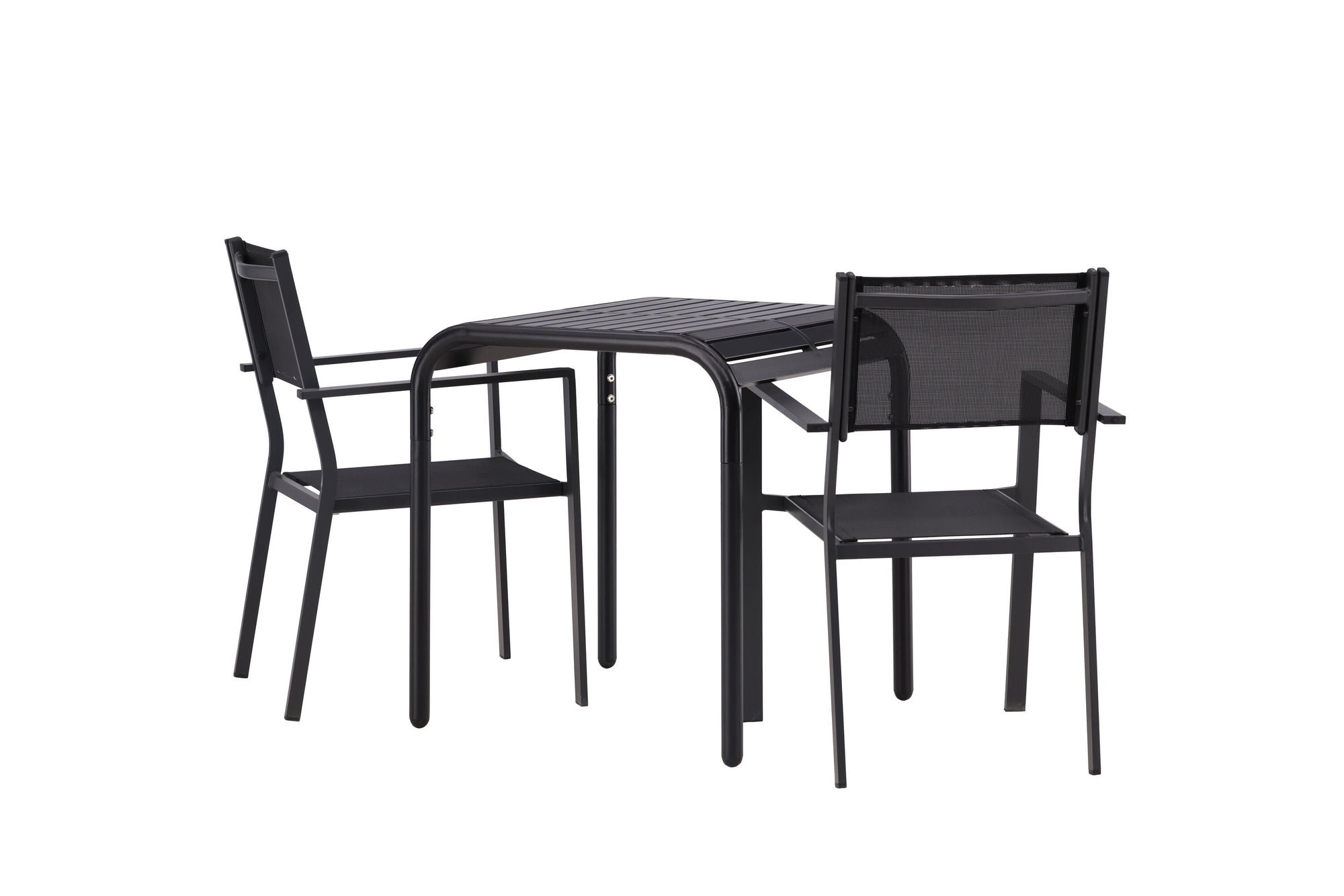 Venture Home Borneo Cafebord Aluminium - Black / Kvadrat 70*70* +Copacabana Stacking stol - Black/Black - Ersätter 4131-408 _2