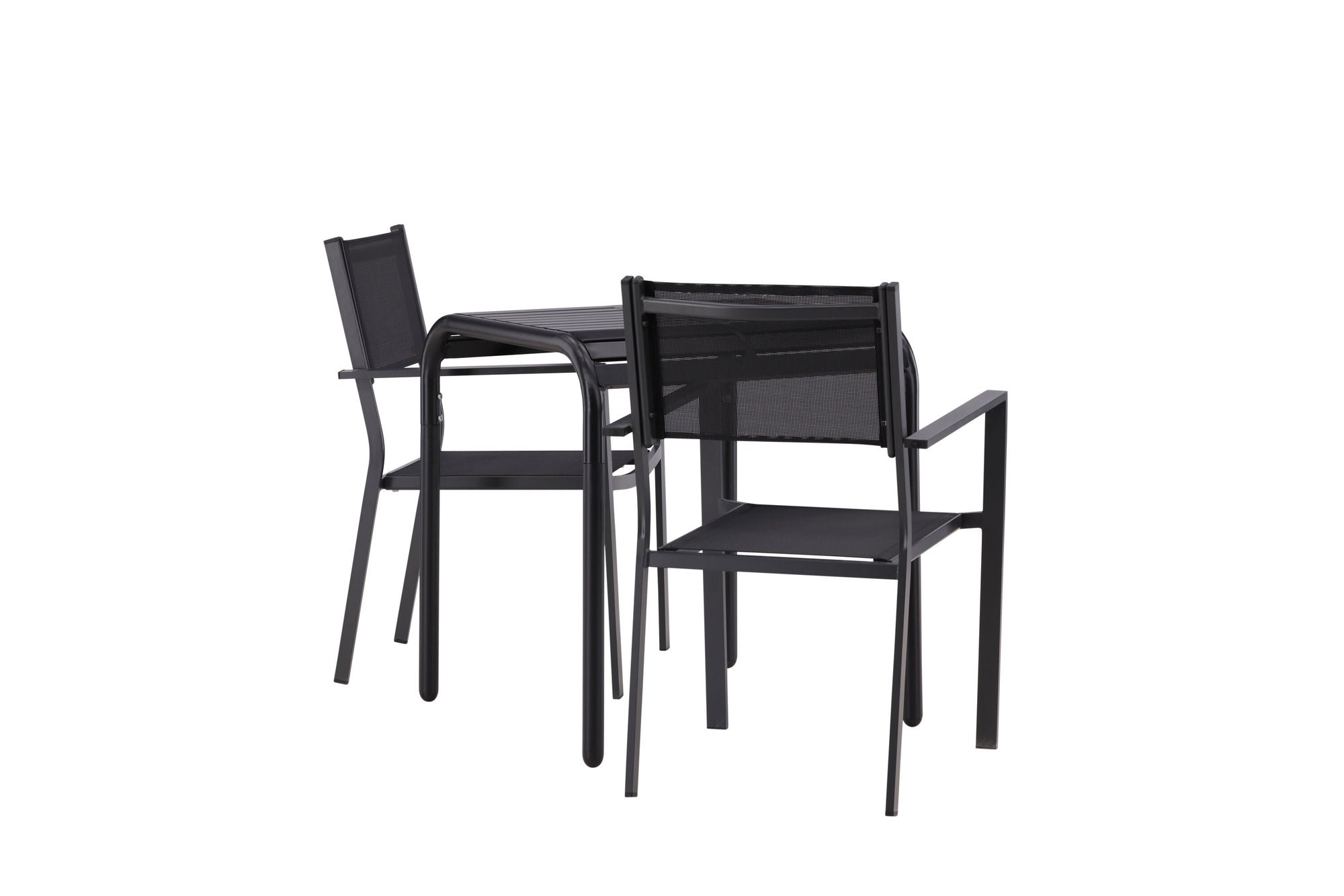 Venture Home Borneo Cafebord Aluminium - Black / Kvadrat 70*70* +Copacabana Stacking stol - Black/Black - Ersätter 4131-408 _2